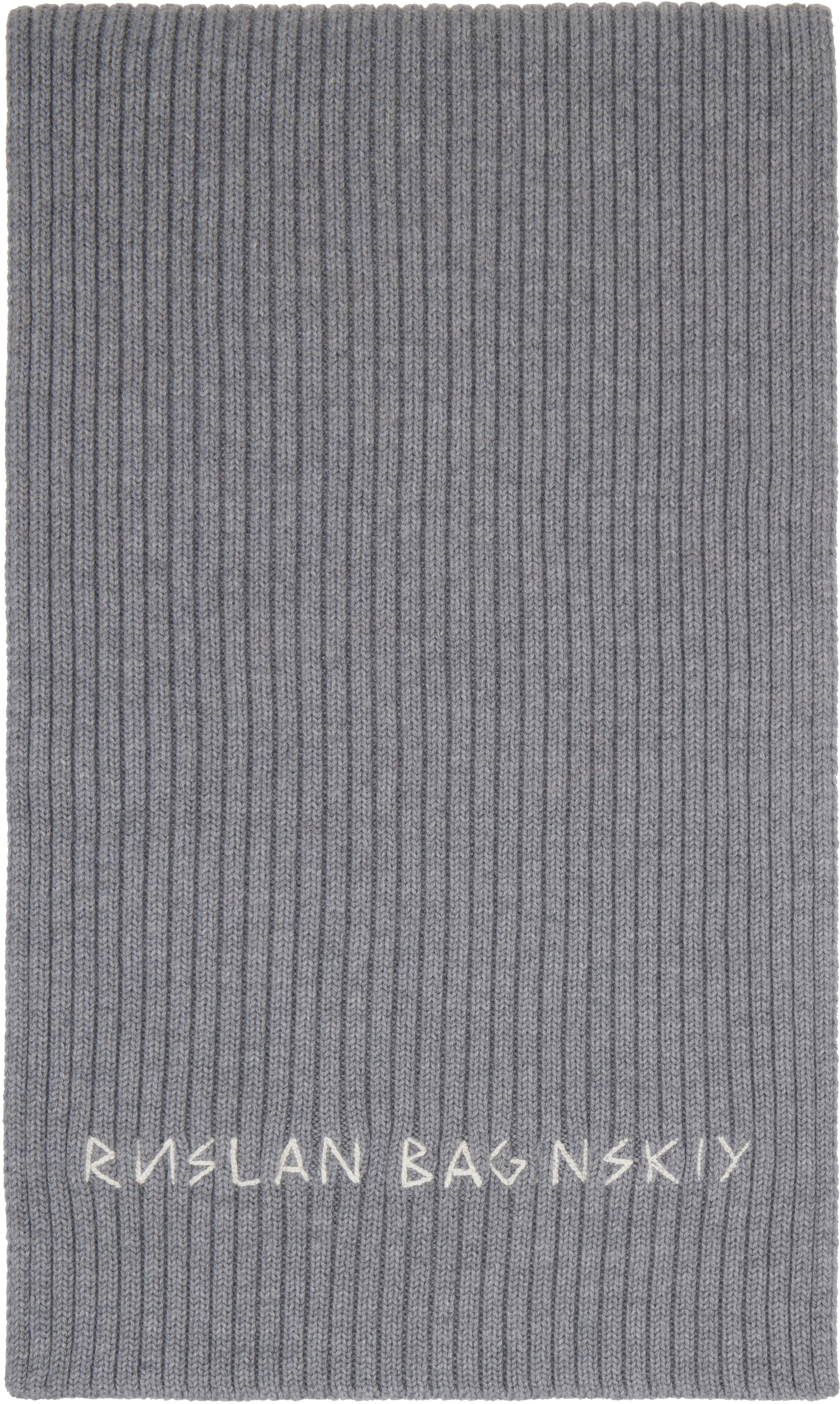 Ruslan Baginskiy Gray Monogram-embroidered Wool Scarf In Gray
