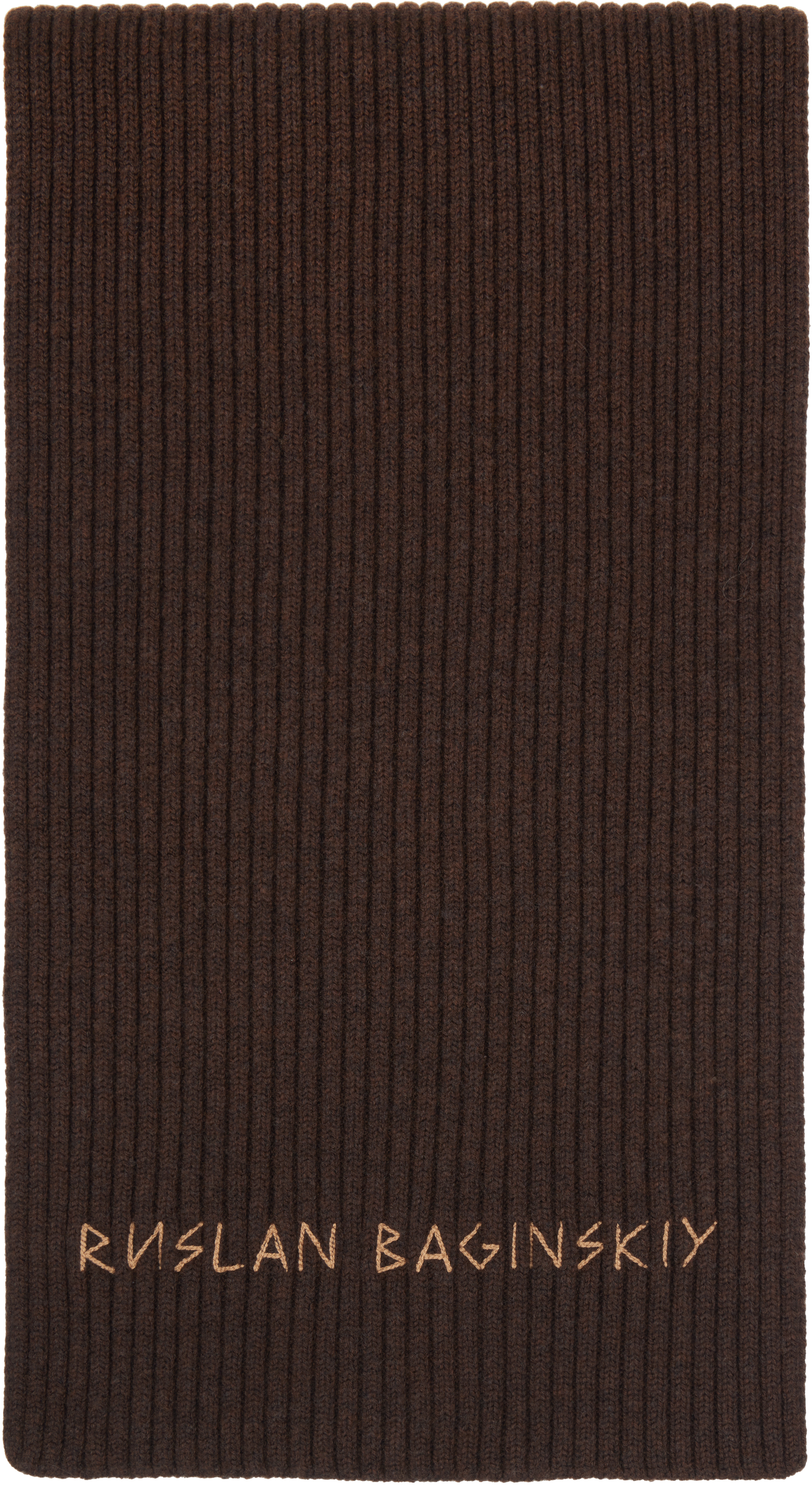 Ruslan Baginskiy Brown Monogram-embroidered Wool Scarf In Brown