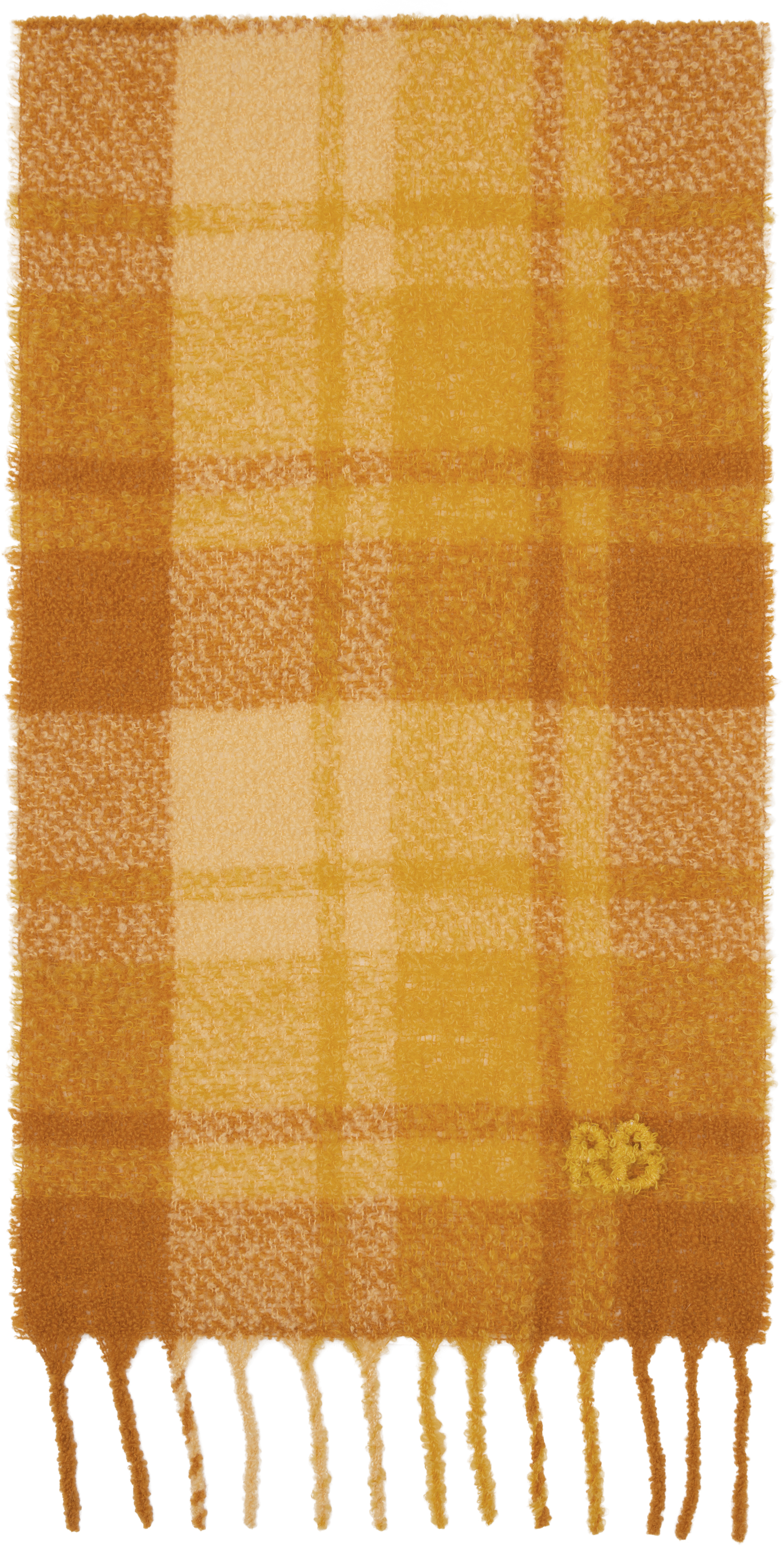 Ruslan Baginskiy Yellow Check Print Scarf