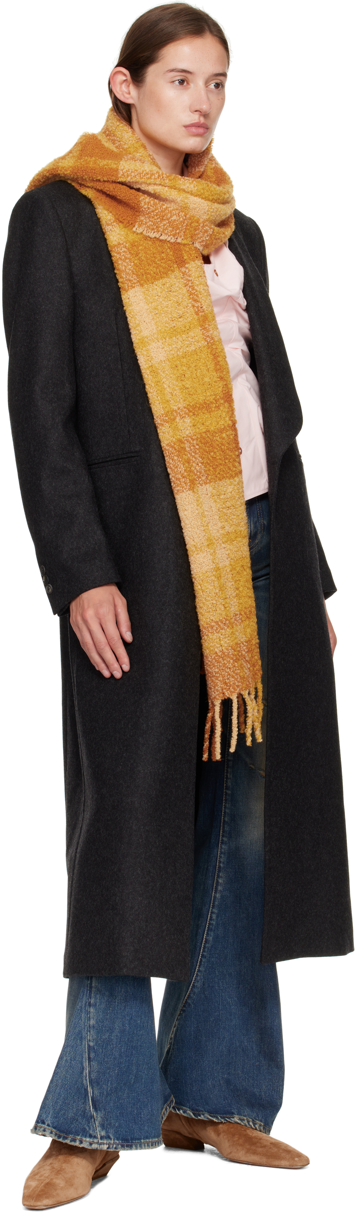 Ruslan Baginskiy Yellow Check Print Scarf In Yellow