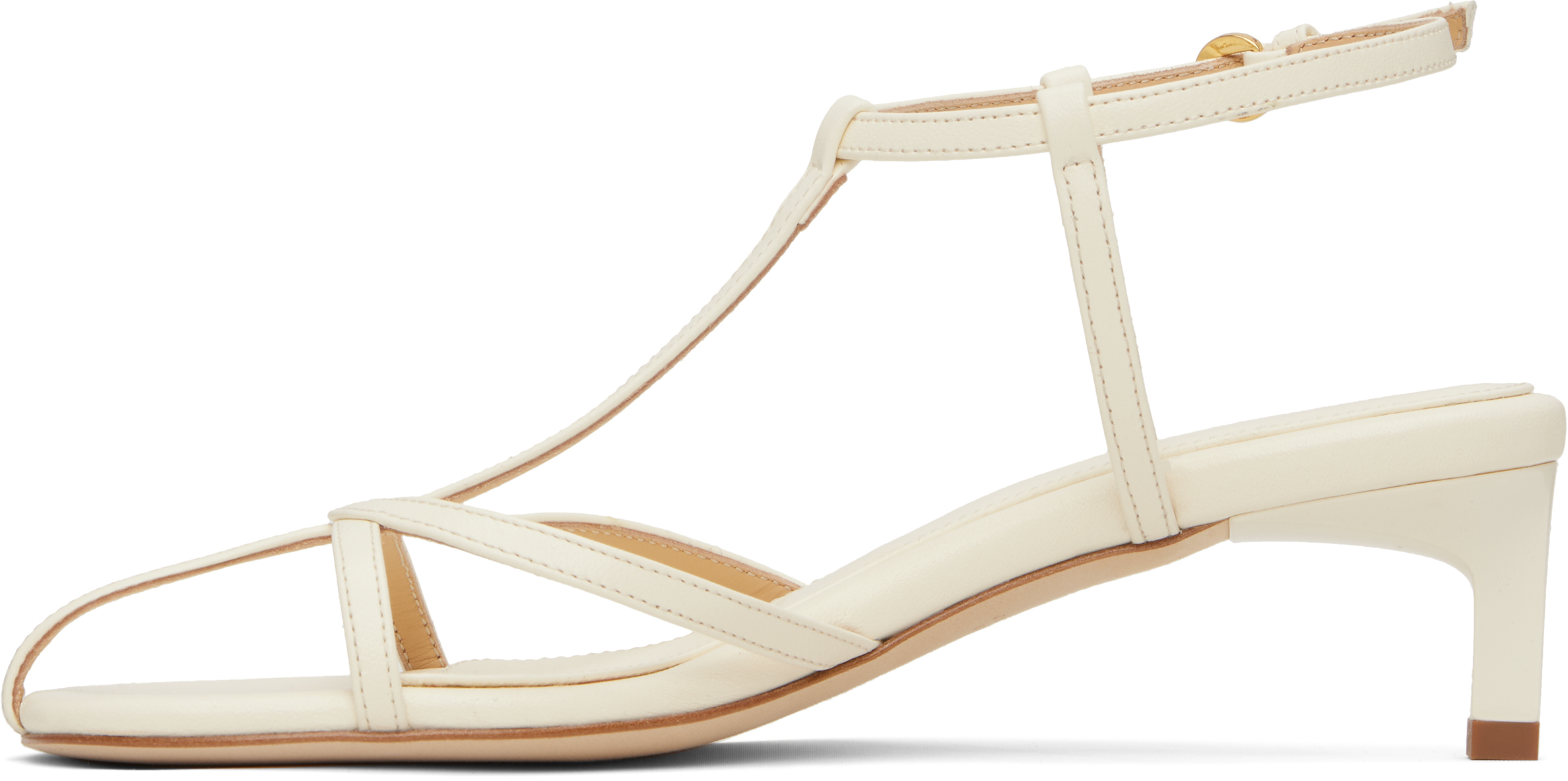 Dear Frances Off-white Tee Heeled Sandals In White