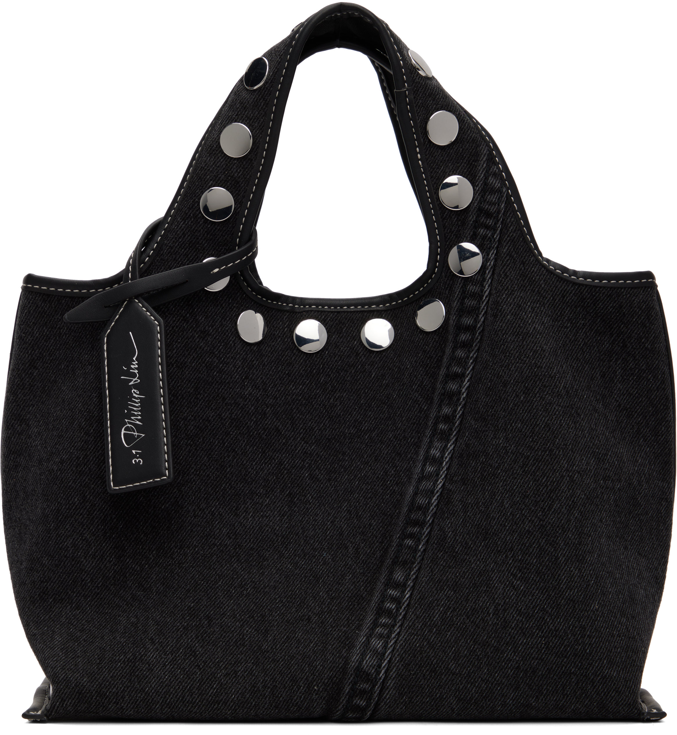 （送料込）Phillip Lim デニム ミニ マーケット トートバッグ 3.1 Phillip Lim Mini Market Studded Denim Tote Bag | Saks