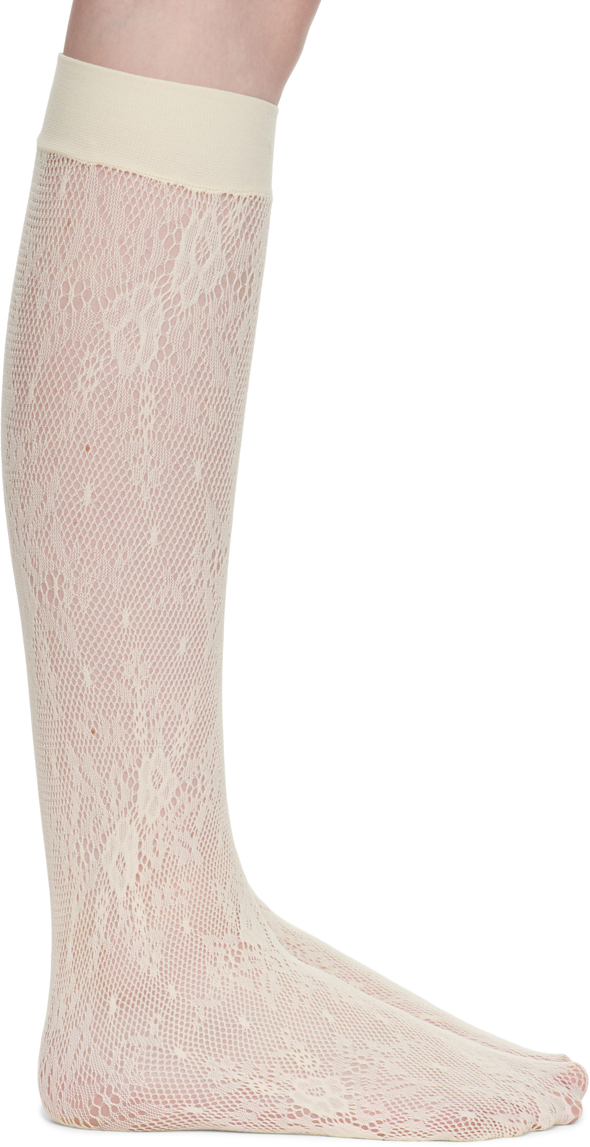 Off-White Rosa Lace Knee-High Socks