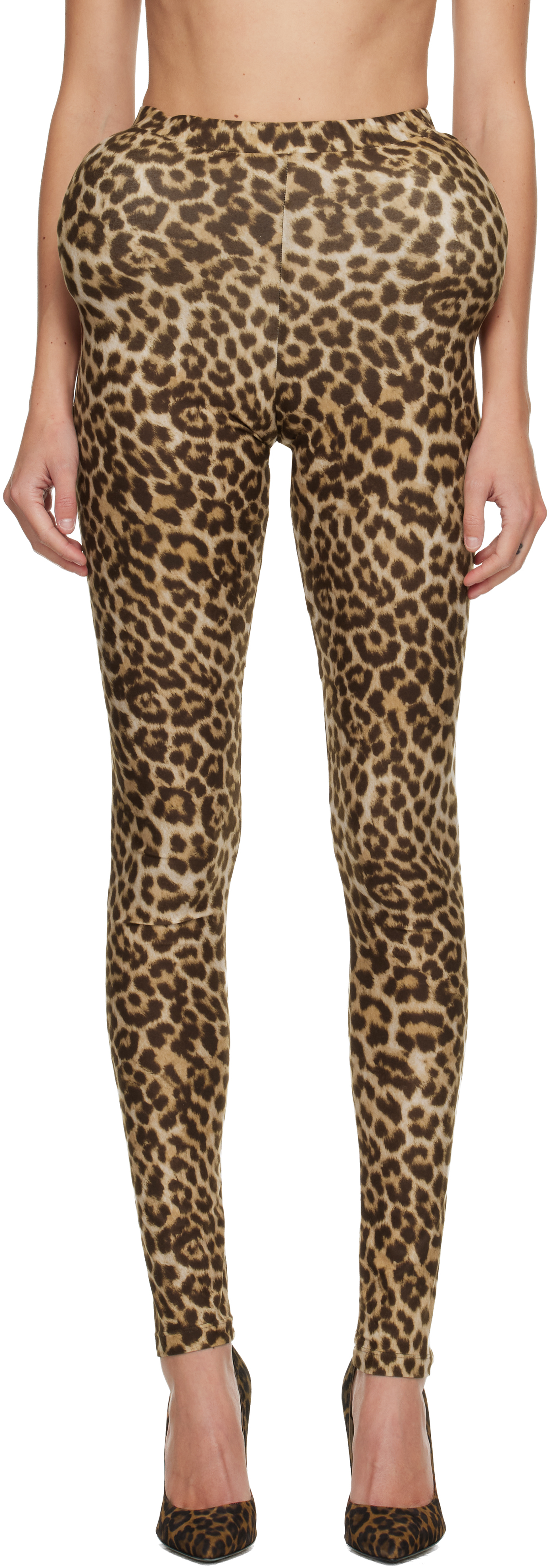 Duran Lantink Beige Padded Jersey Leggings In Multi