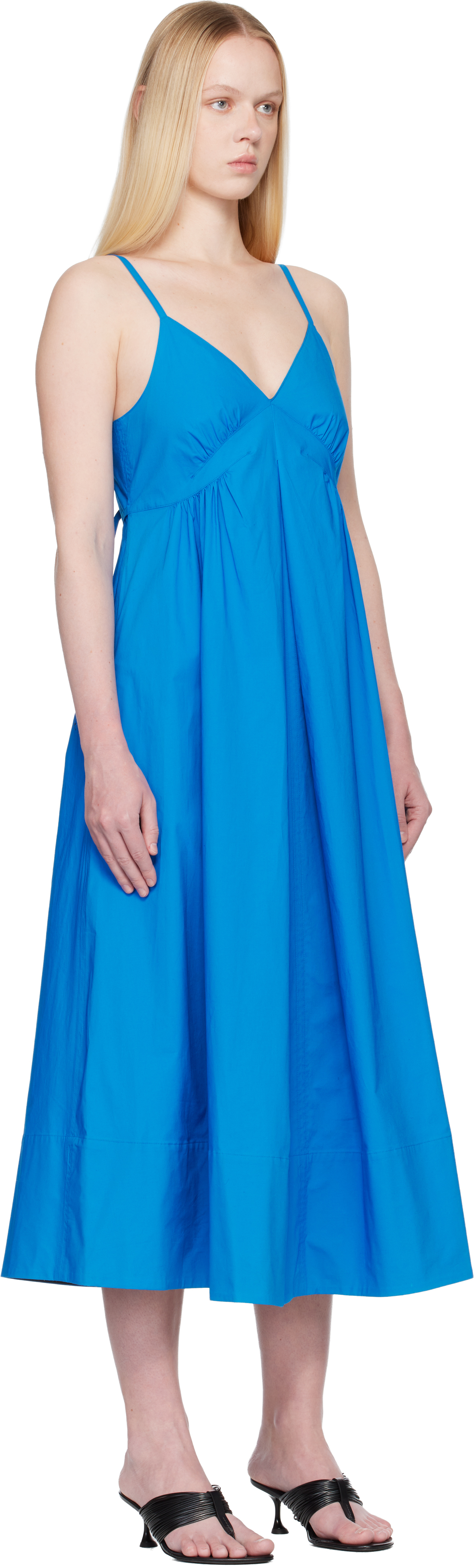 Proenza Schouler White Label Barker Cotton Poplin Maxi Dress In Blue