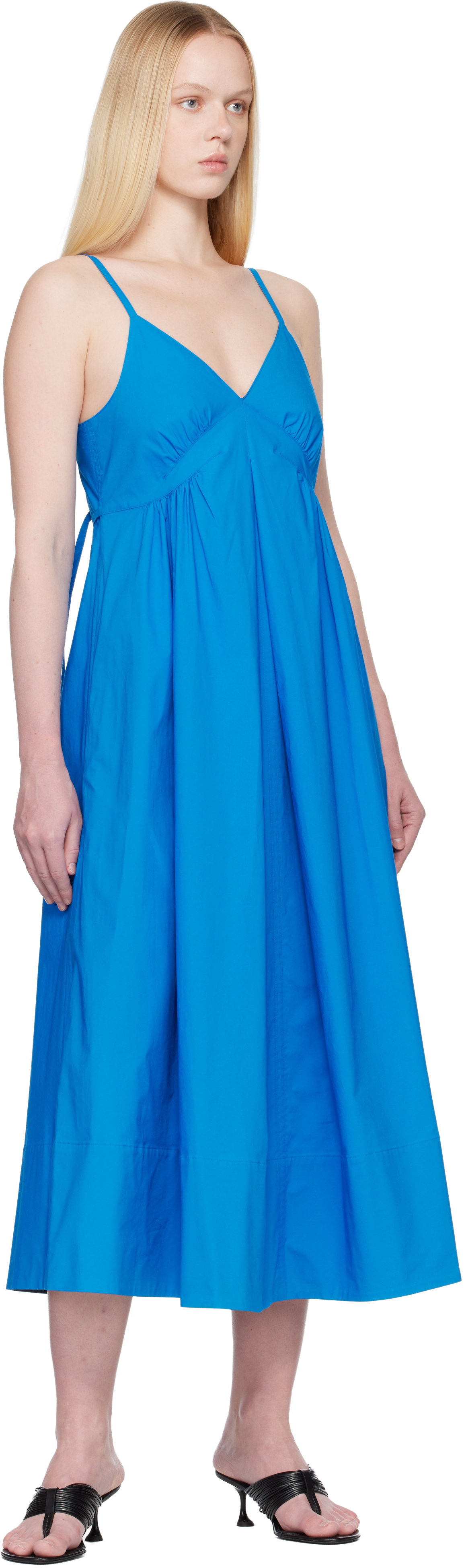 Proenza Schouler White Label Barker Cotton Poplin Maxi Dress In Blue