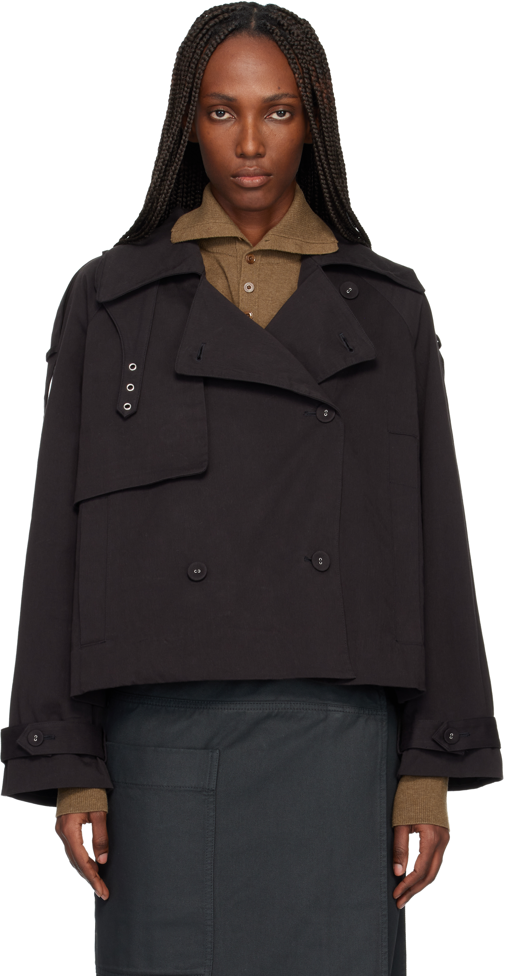 Proenza Schouler Black White Label Yasmin Cropped Trench Coat