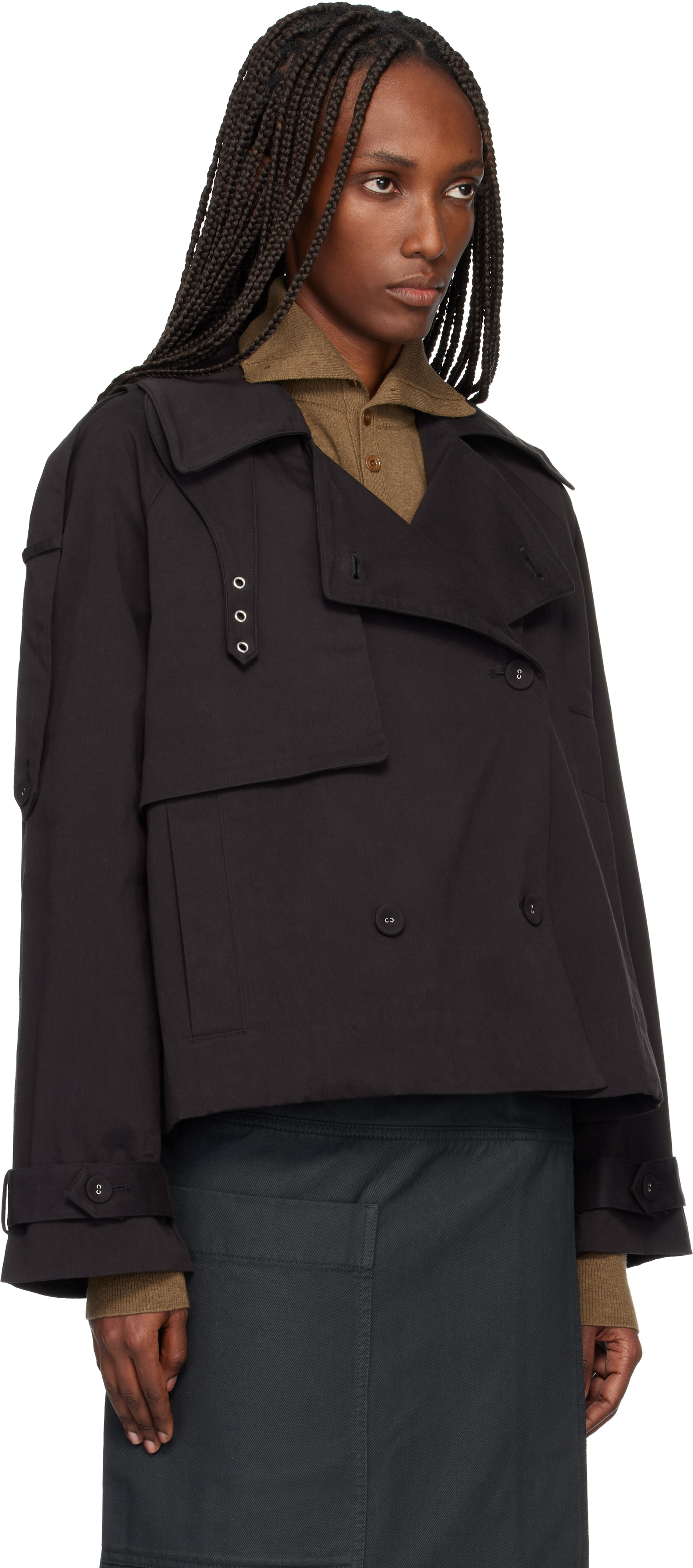 Proenza Schouler Black  White Label Yasmin Cropped Trench Coat In Black