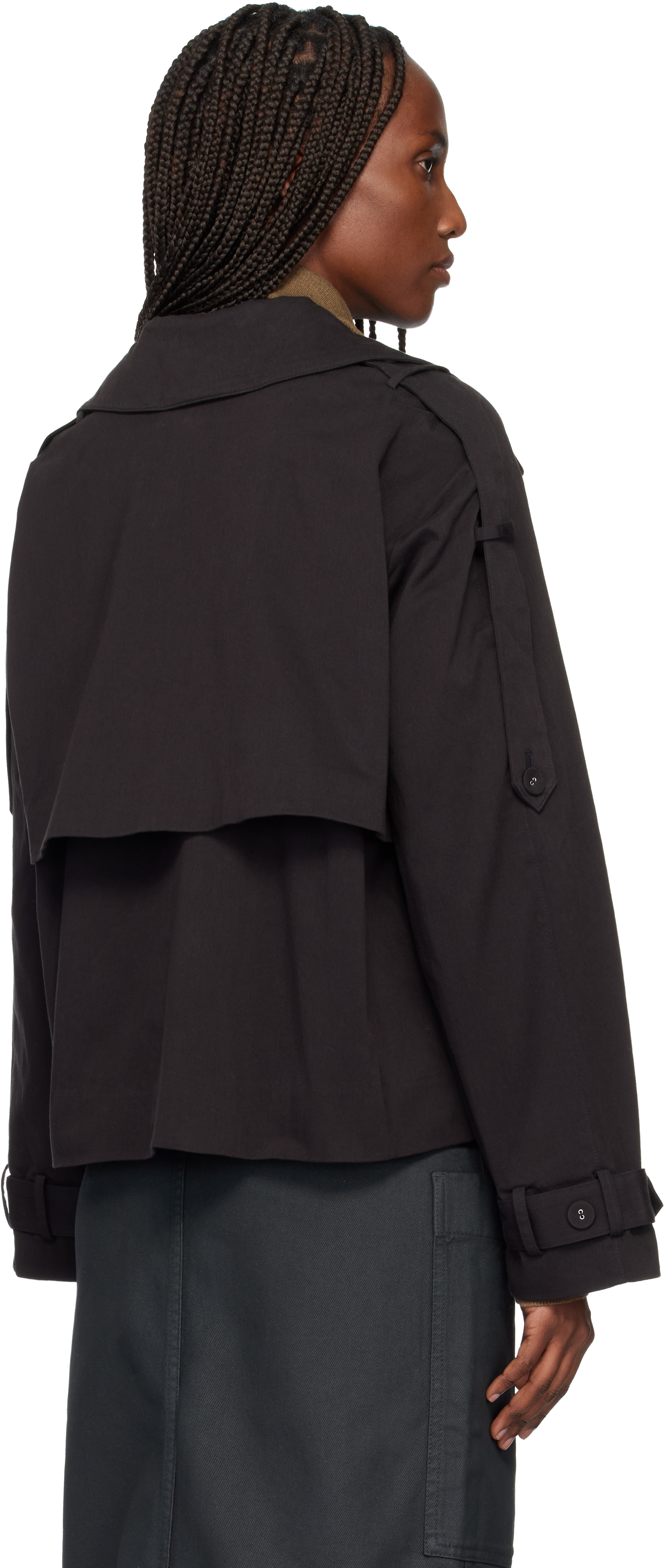 Proenza Schouler Black  White Label Yasmin Cropped Trench Coat In Black