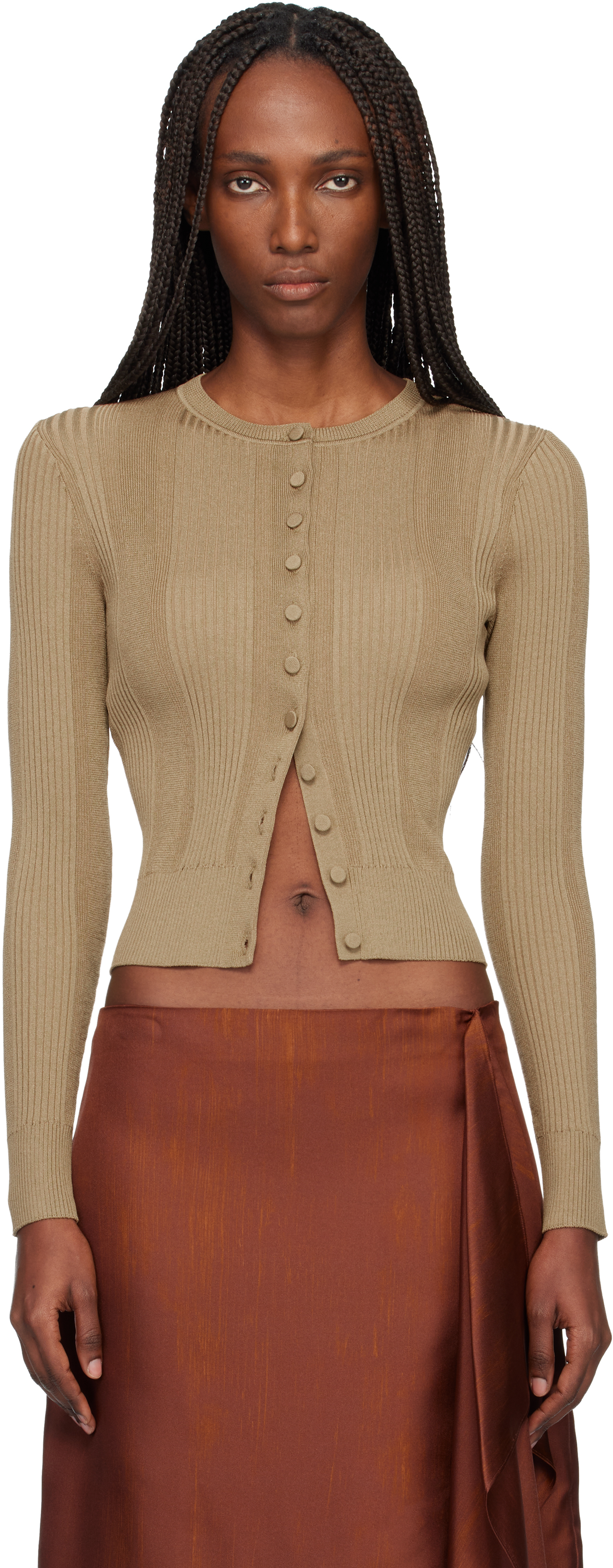 Proenza Schouler Khaki Currin Cardigan In Brown