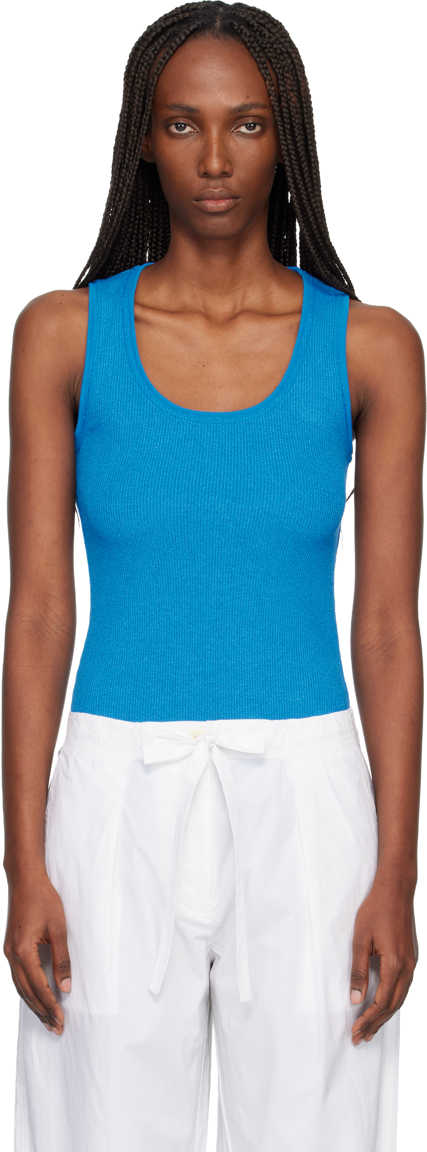 Proenza Schouler Blue  White Label Jessa Tank Top