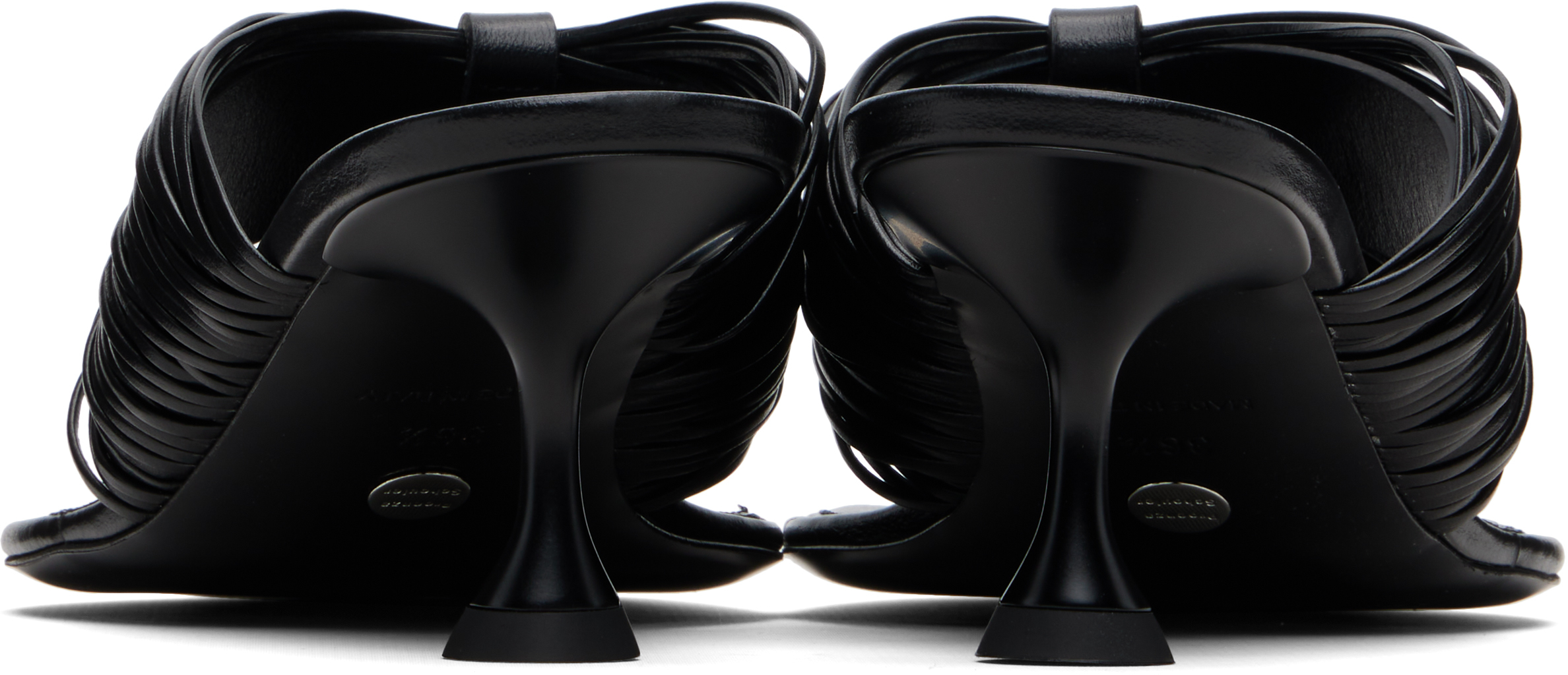 Proenza Schouler Black Cable T-strap Heeled Sandals In Animal Print