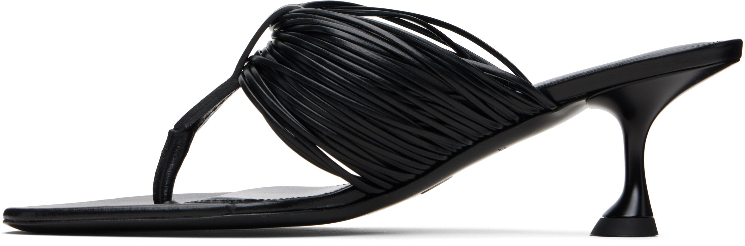 Proenza Schouler Black Cable T-strap Heeled Sandals In Animal Print