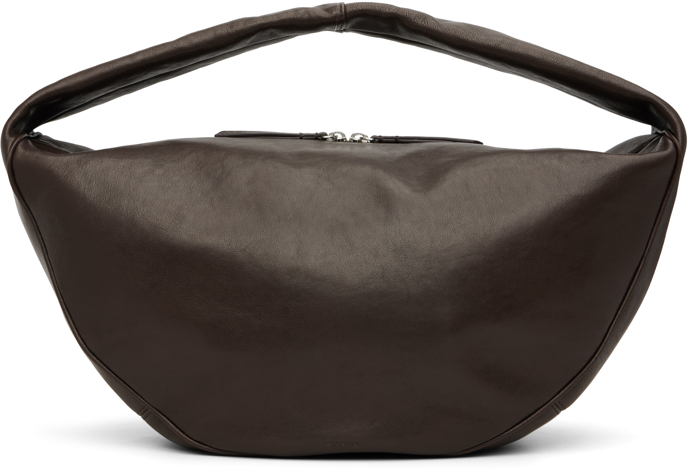 By Far Taupe Maxi Cush Washed Leather Shoulder Bag