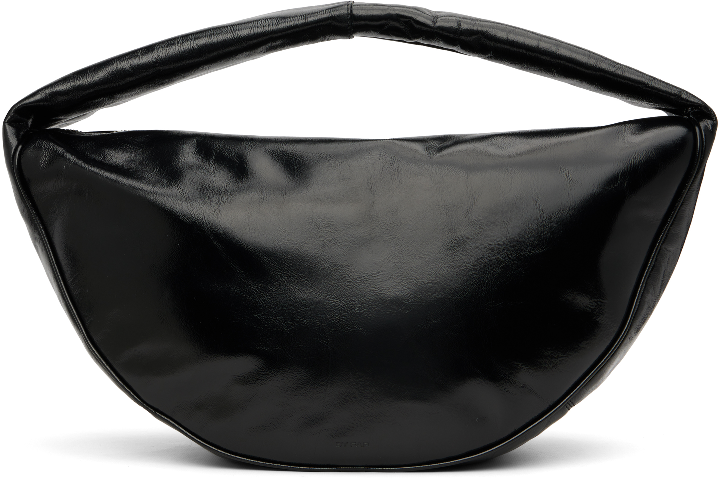 By Far Black Maxi Cush Creased Leather Shoulder Bag In Black