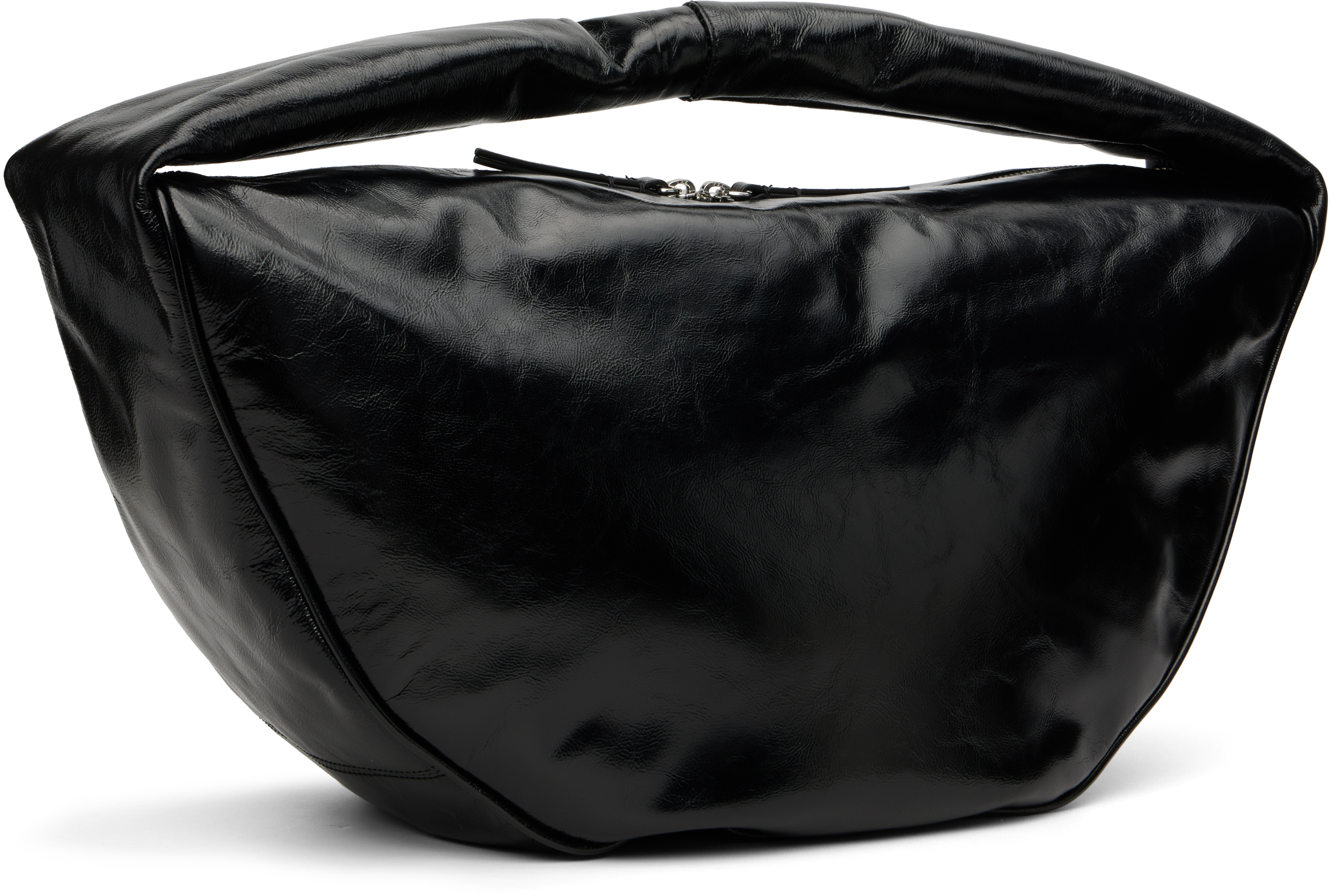 By Far Black Maxi Cush Creased Leather Shoulder Bag In Black