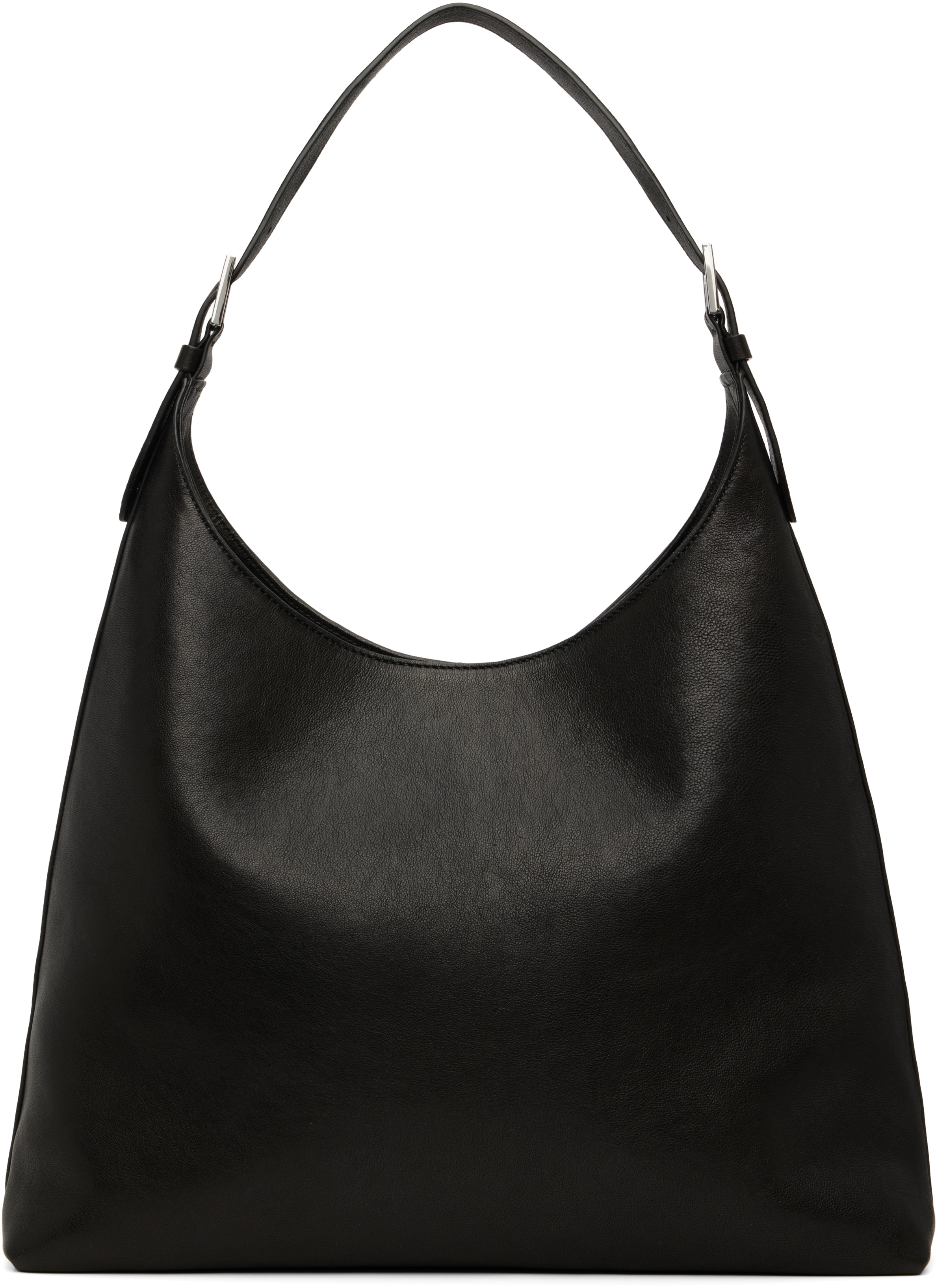By Far Black Camryn Washed Leather Shoulder Bag In Black