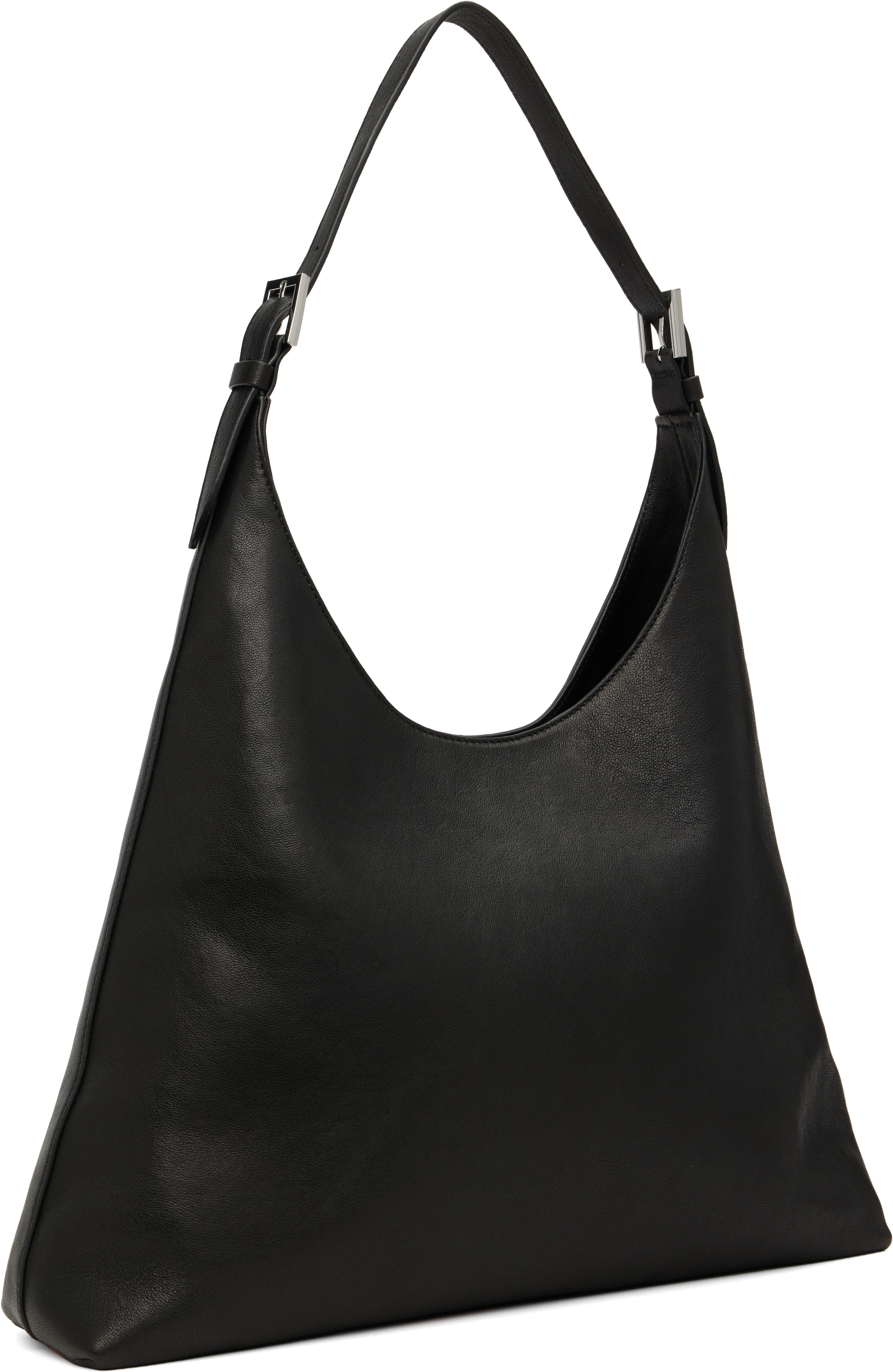 By Far Black Camryn Washed Leather Shoulder Bag In Black