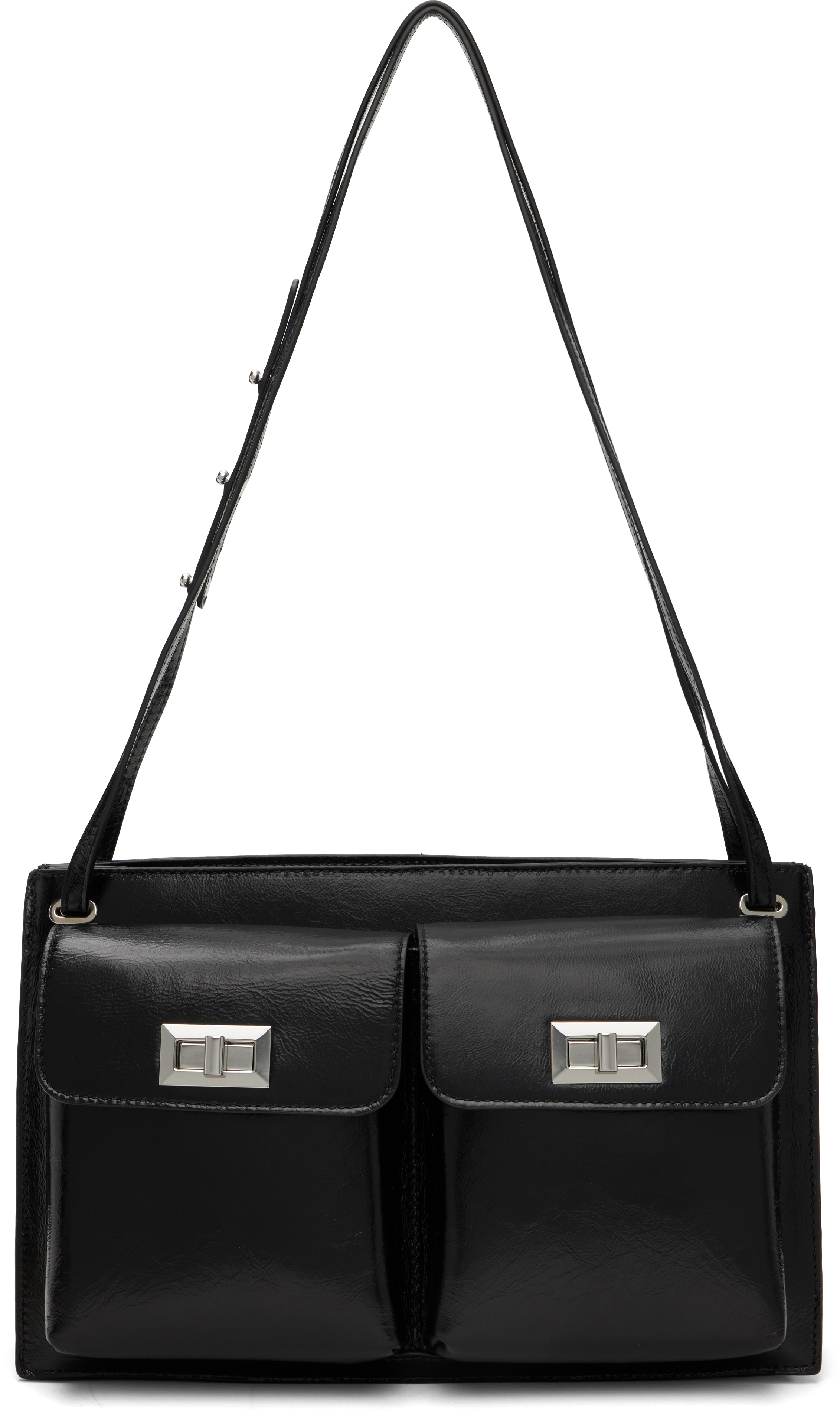 By Far Black Billy Tote Creased Leather Shoulder Bag In Black