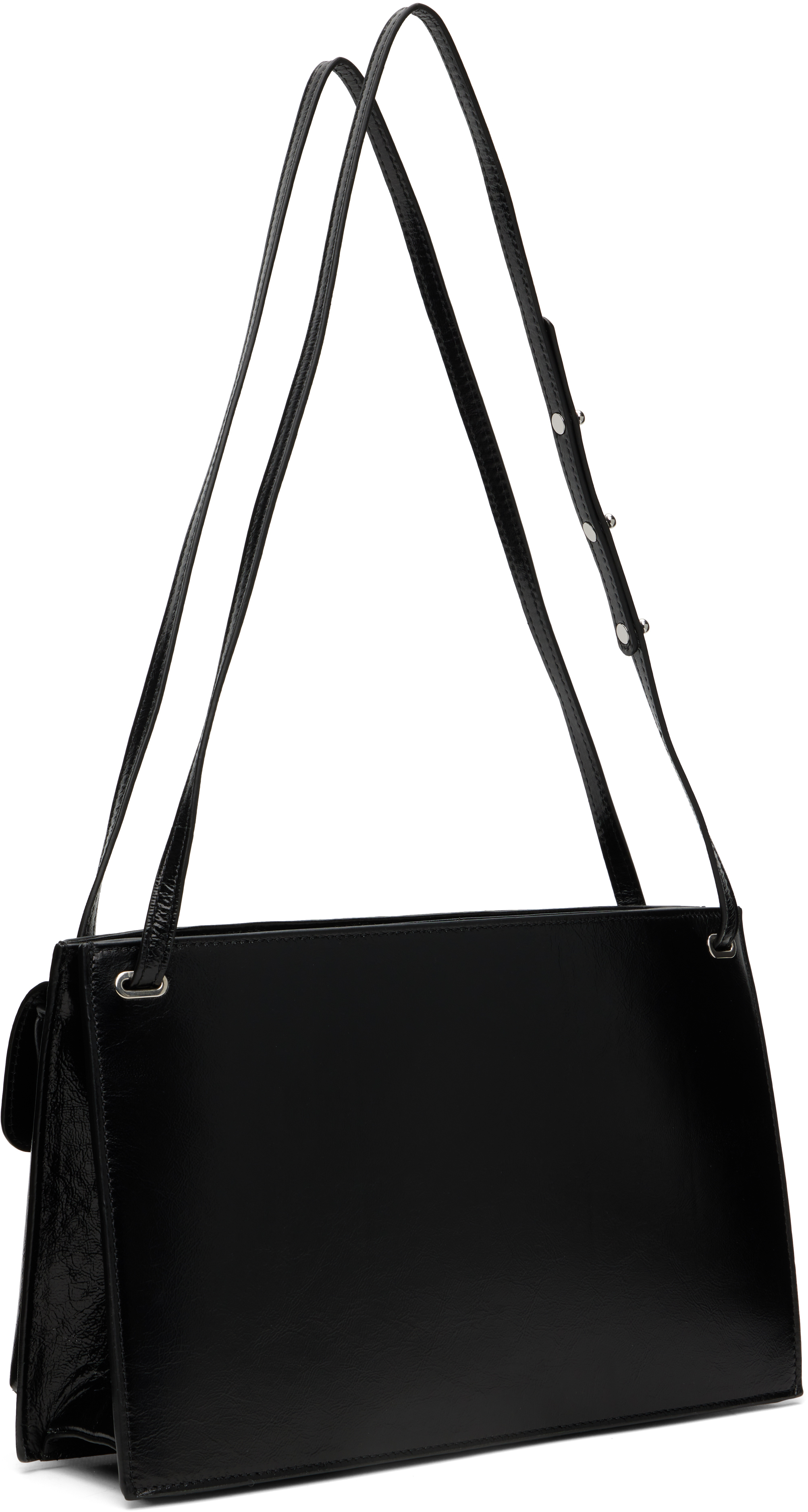By Far Black Billy Tote Creased Leather Shoulder Bag In Black