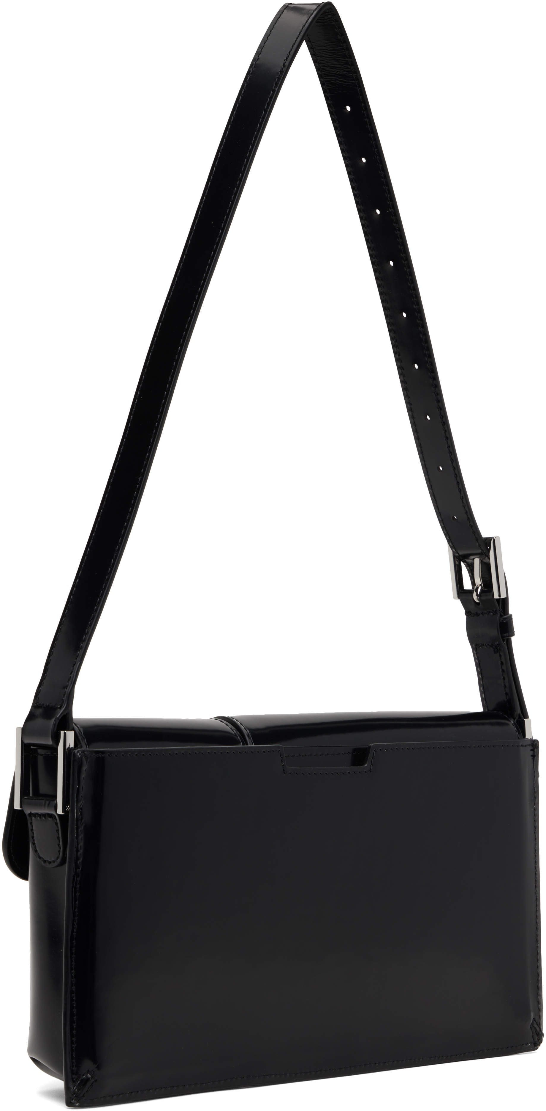 By Far Black Billy Semi Patent Leather Shoulder Bag In Black