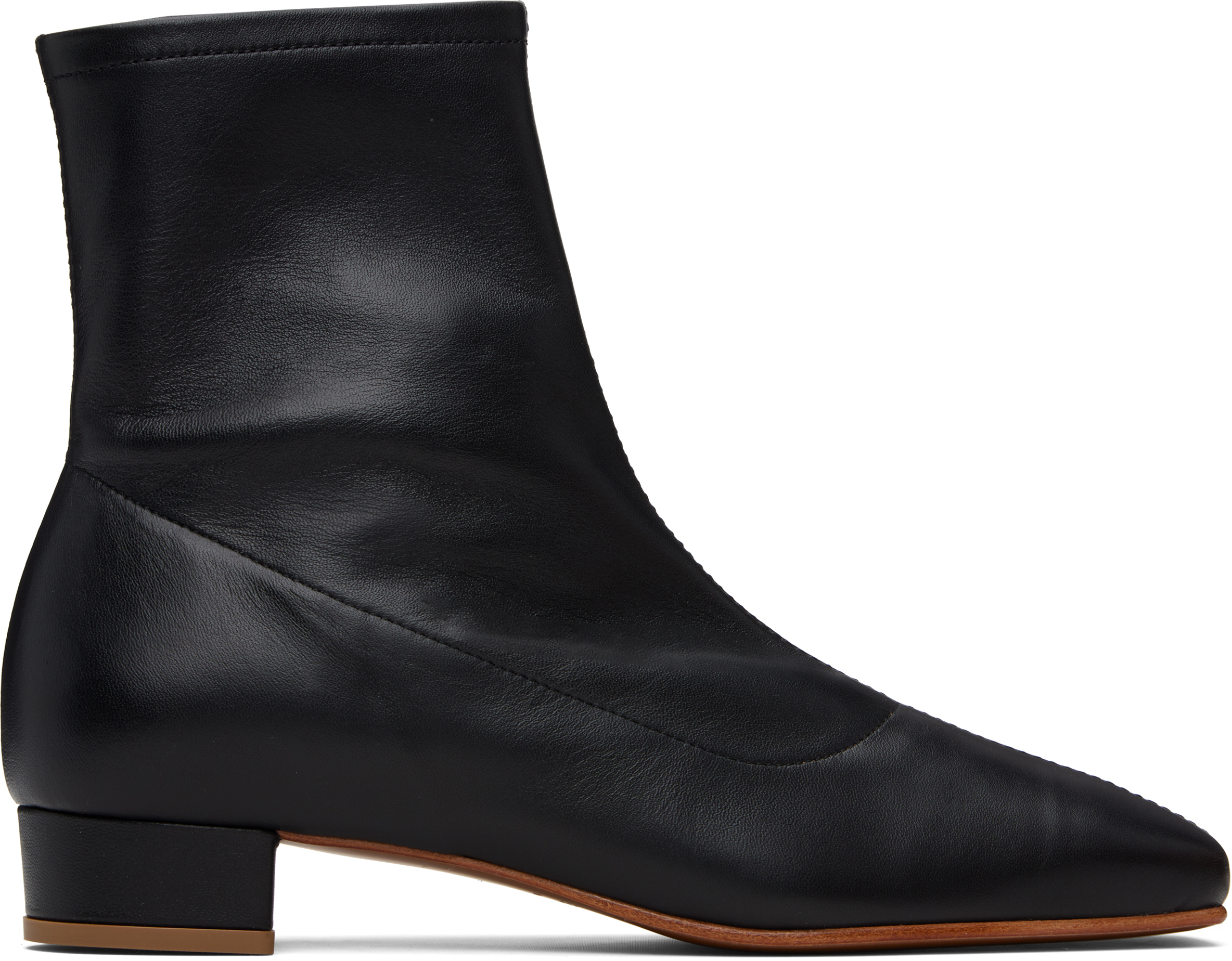 By Far Este 25mm Square Toe Ankle Boots In Black