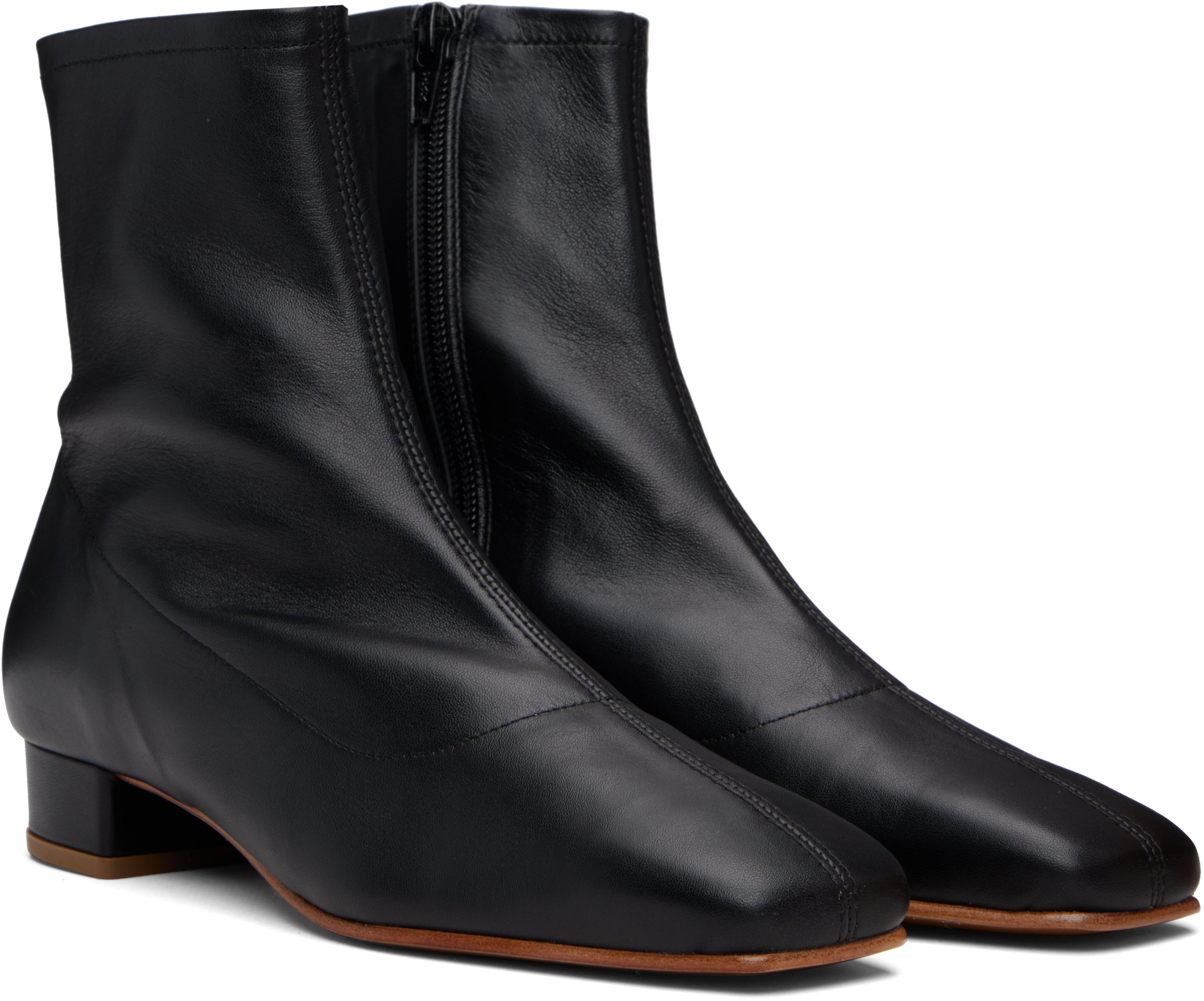 By Far Este 25mm Square Toe Ankle Boots In Black