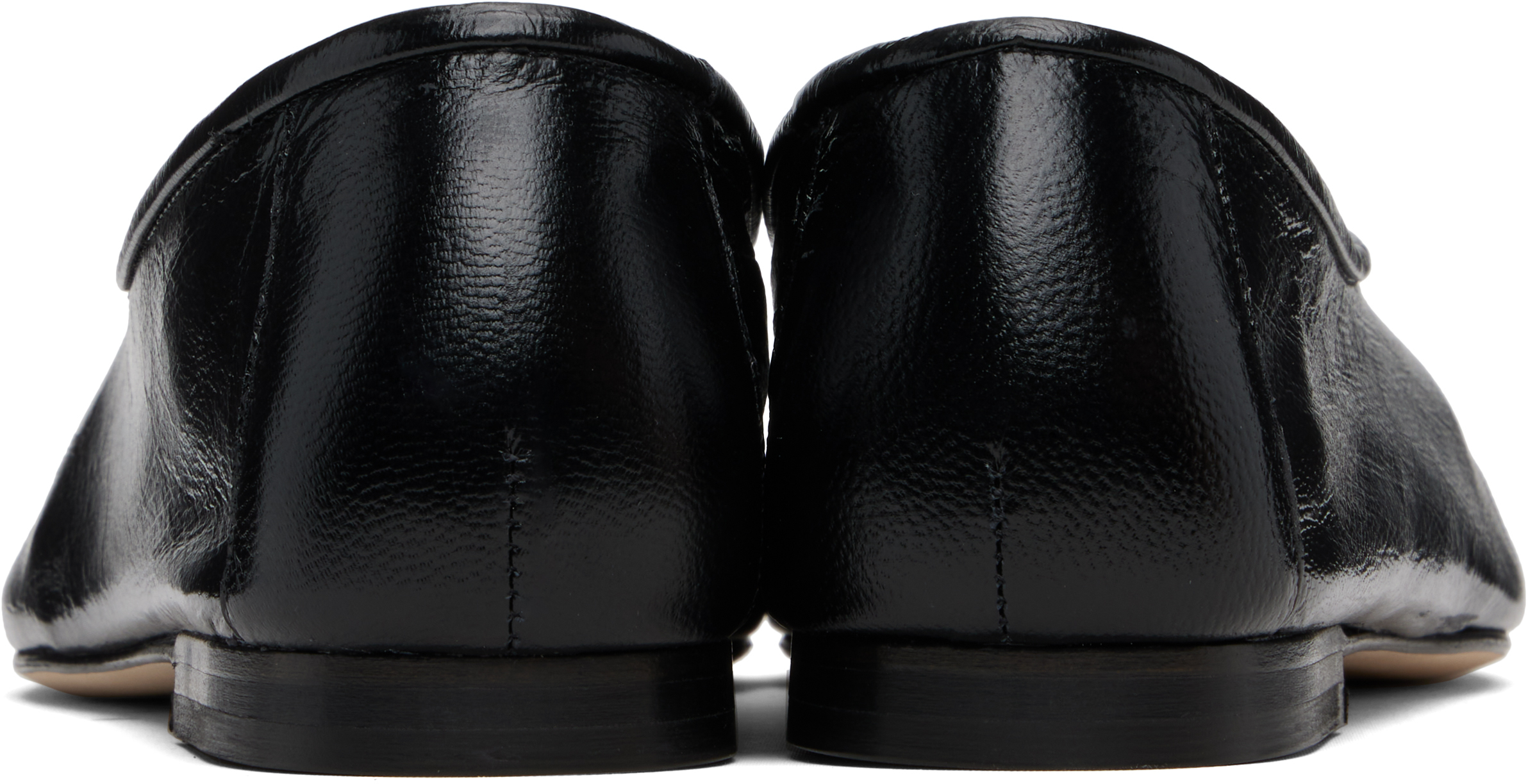By Far Black Prudence Creased Leather Ballerina Flats In Black