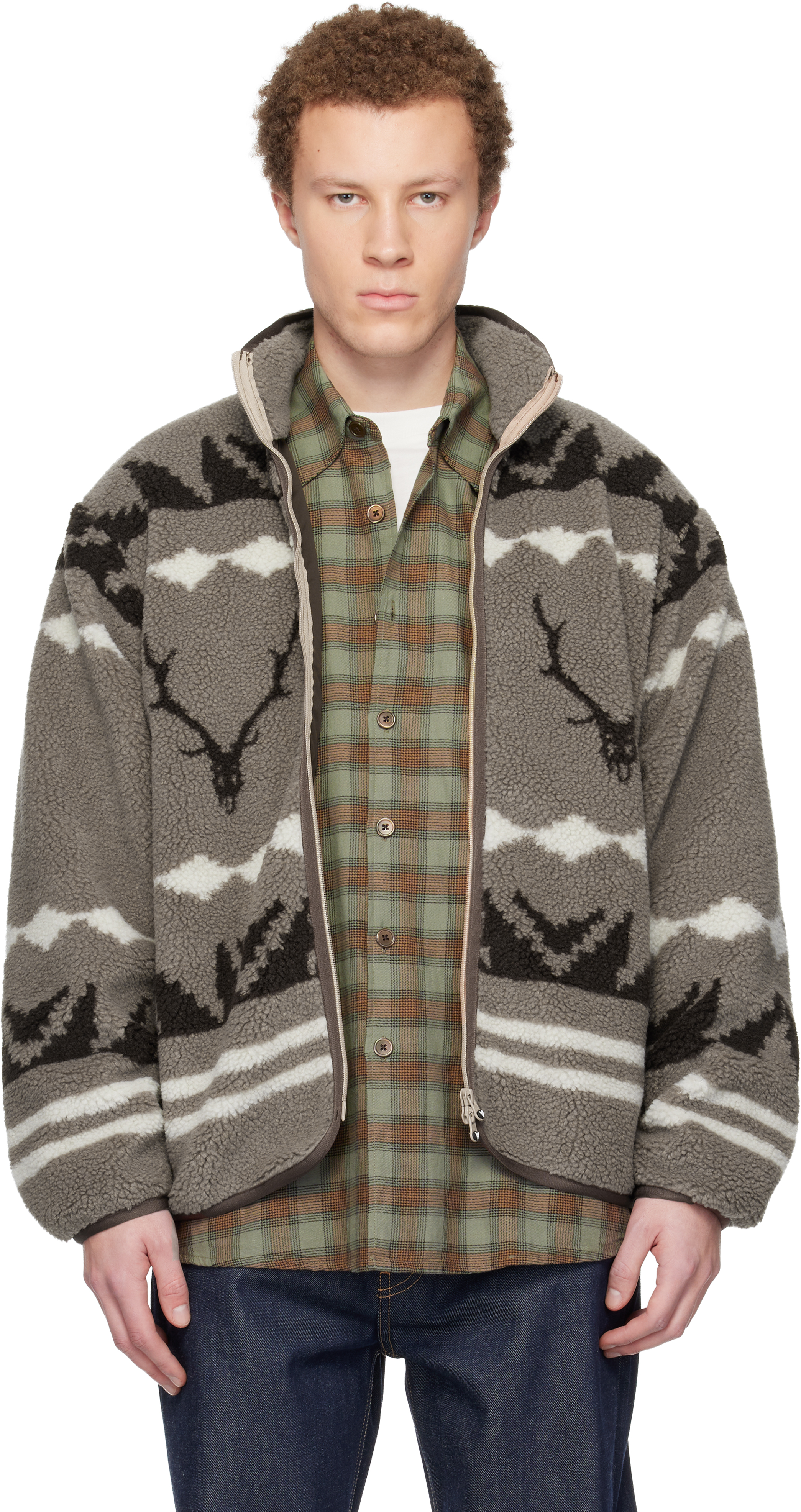 Taupe Piping Jacket by South2 West8 on Sale