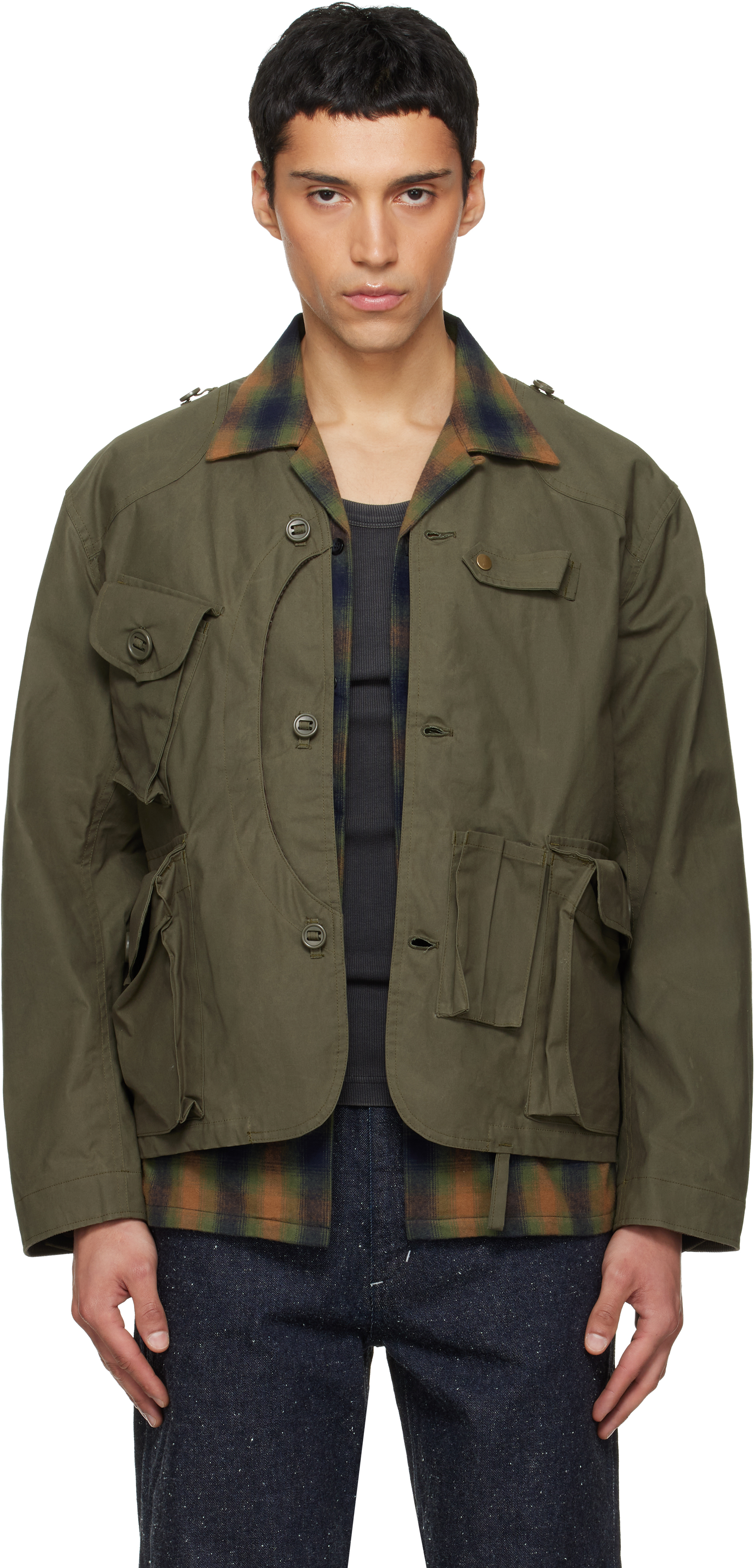 South2West8 Tenkara Jacket ジャケット カーキ South2 West8: Khaki Tenkara Jacket | SSENSE