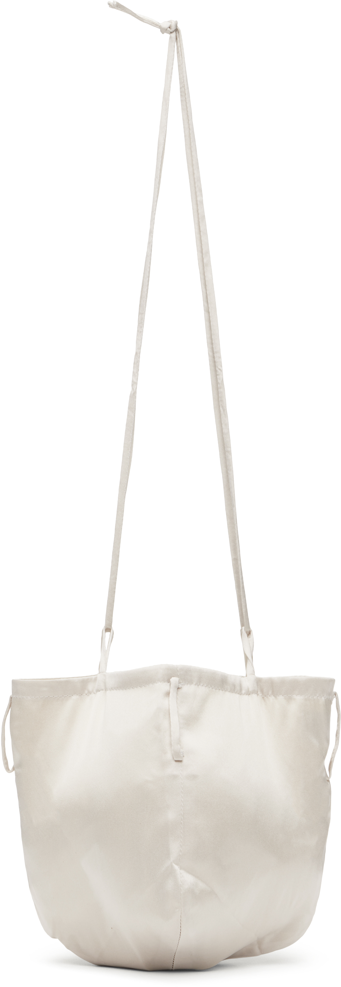 Bambou Roger Kwong Off-white Satin Silk Adjustable Pouch In Gray
