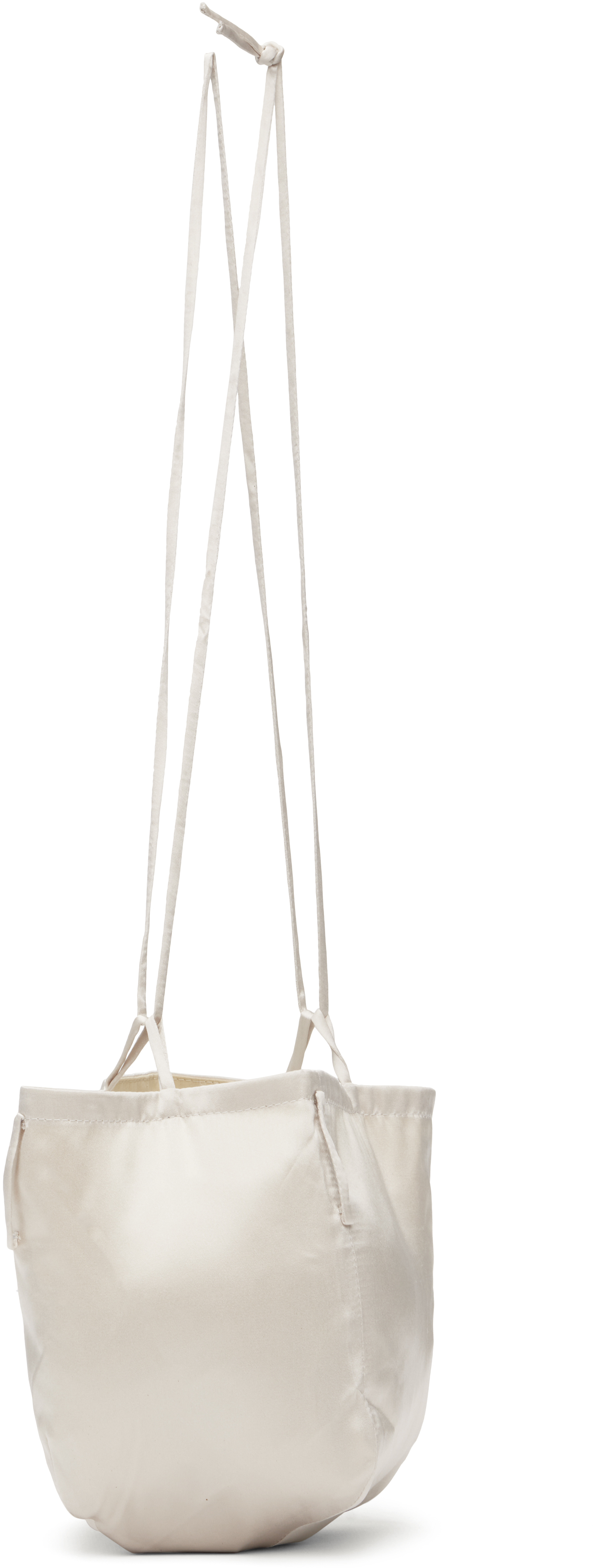 Bambou Roger Kwong Off-white Satin Silk Adjustable Pouch In Gray