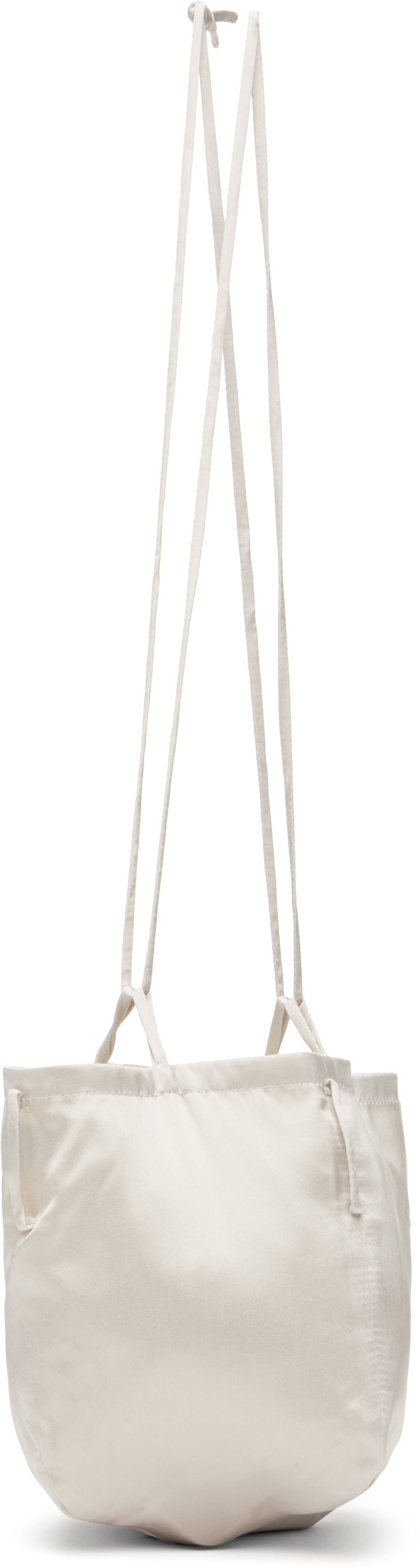 Bambou Roger Kwong Off-white Satin Silk Adjustable Pouch In Gray