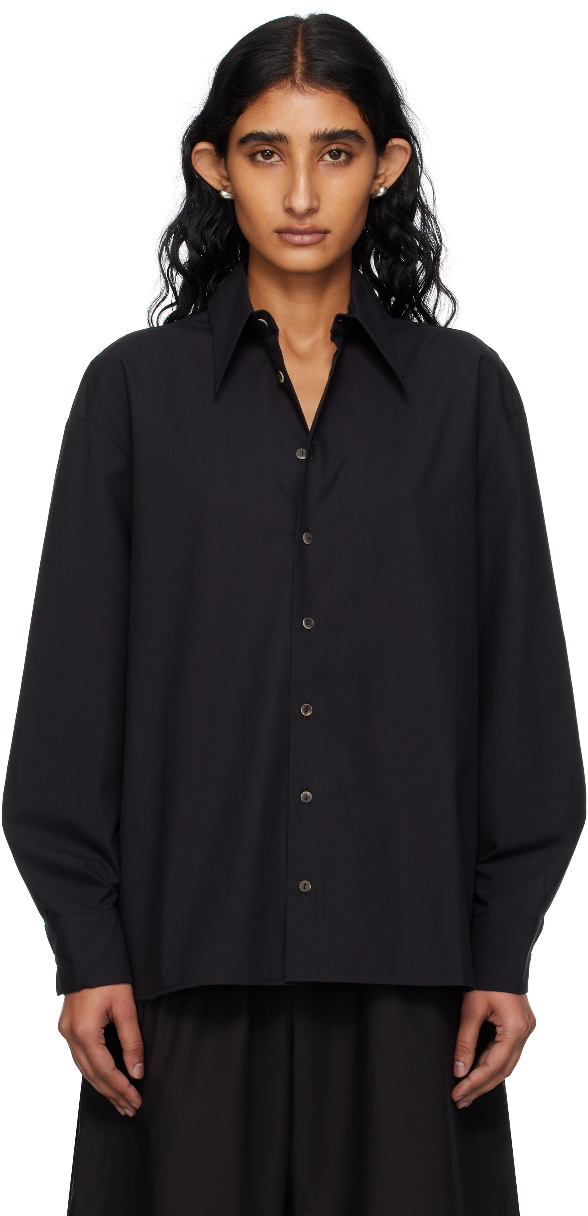 Beige Cotton Poplin Oversized Long Sleeve Shirt