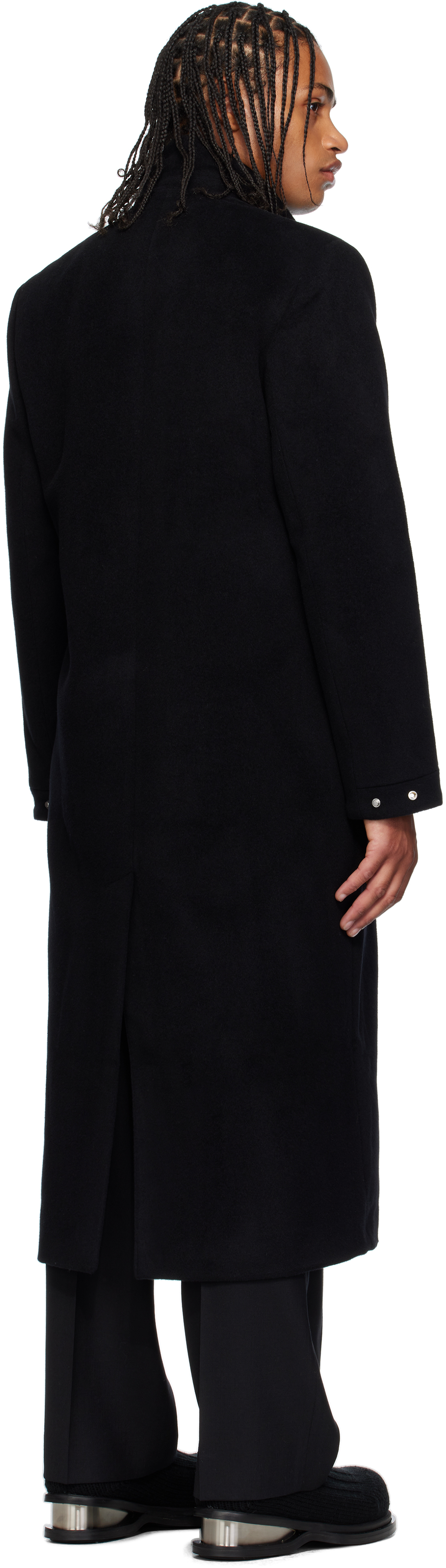 Heliot Emil Black Titan Wool Coat In Black