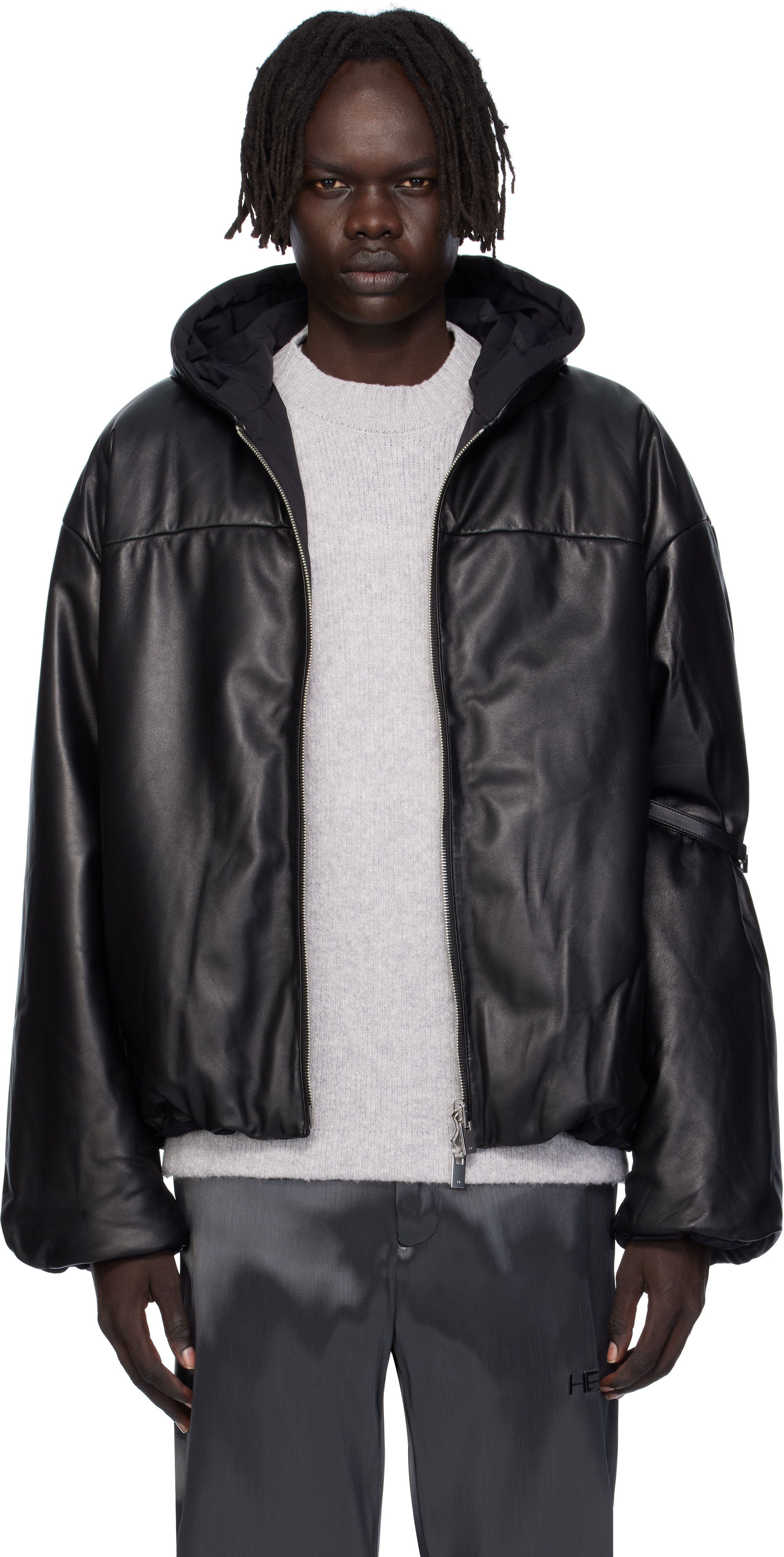 Heliot Emil Black Paralax Reversible Leather Jacket In Multi