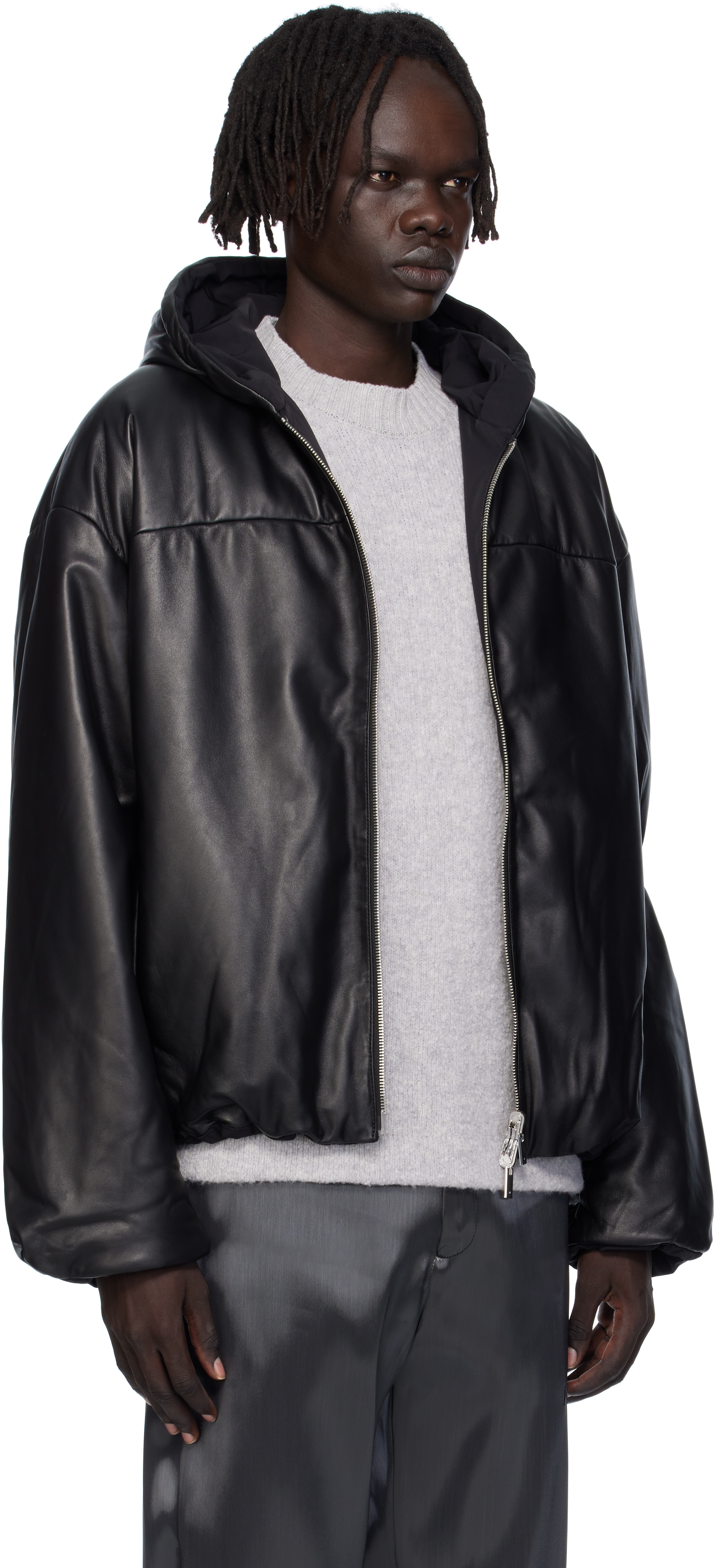 Heliot Emil Black Paralax Reversible Leather Jacket In Multi