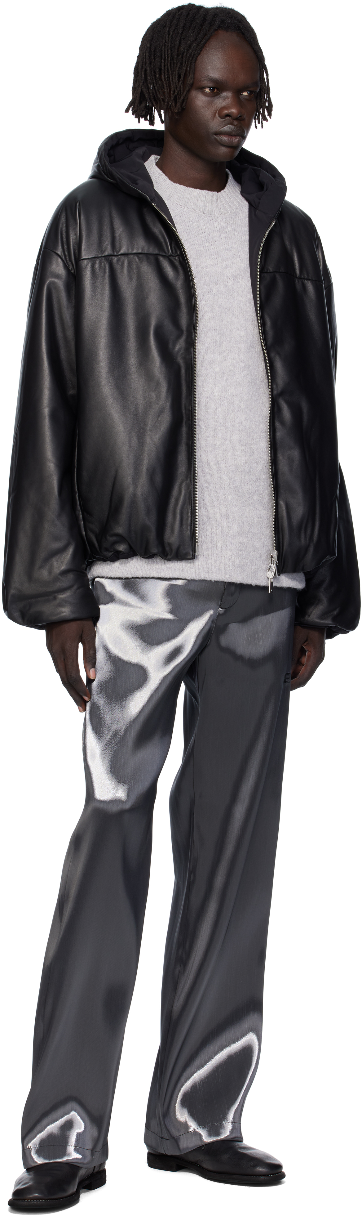 Heliot Emil Black Paralax Reversible Leather Jacket In Multi