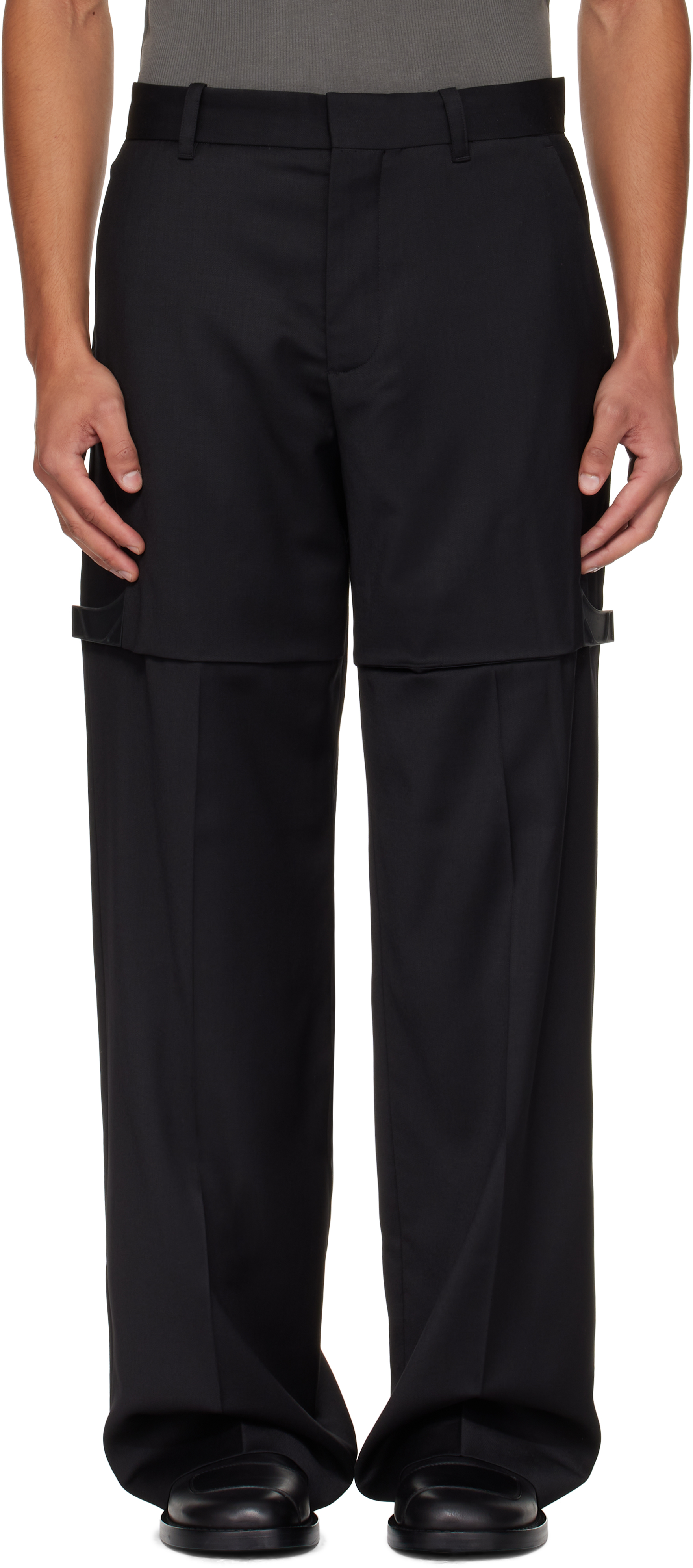 Heliot Emil Black Glassine Tailored Trousers In Black