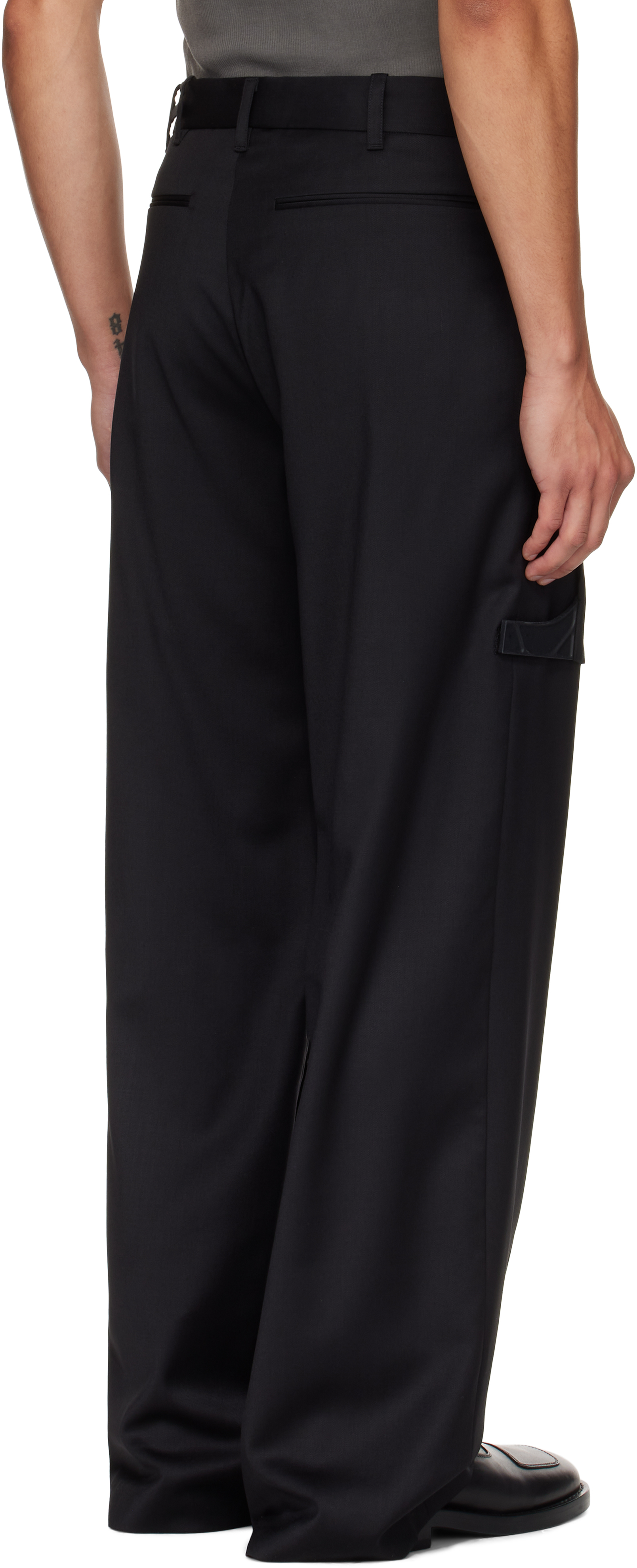 Heliot Emil Black Glassine Tailored Trousers In Black