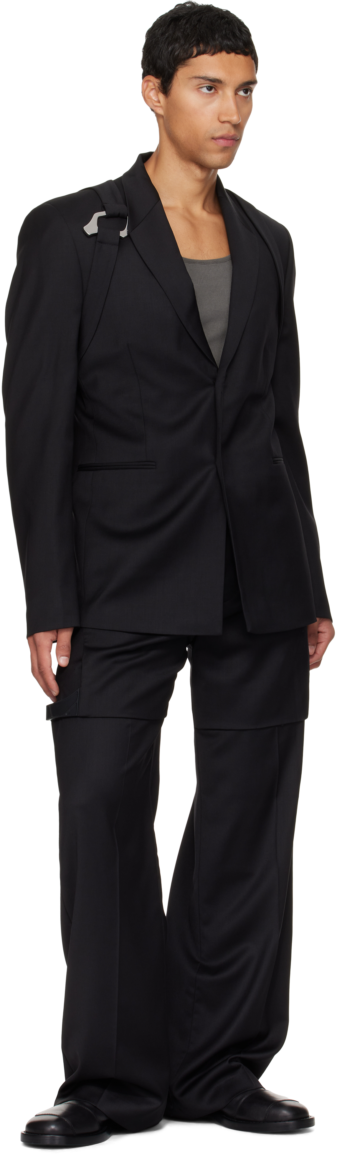 Heliot Emil Black Glassine Tailored Trousers In Black