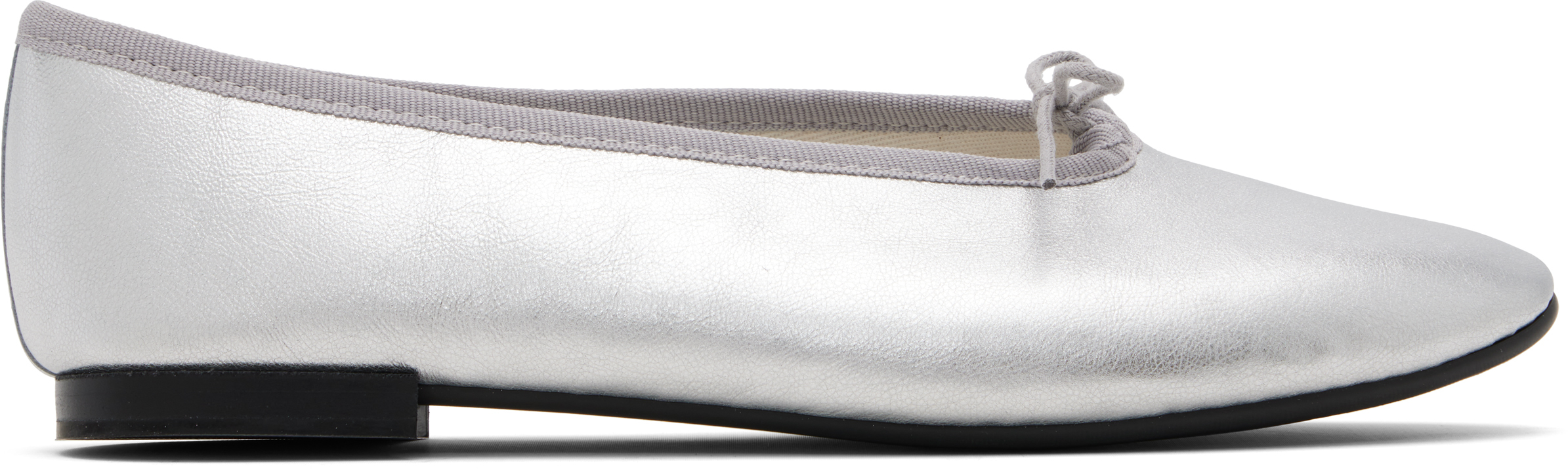 Silver Lilouh Almond Toe Ballerina Flats