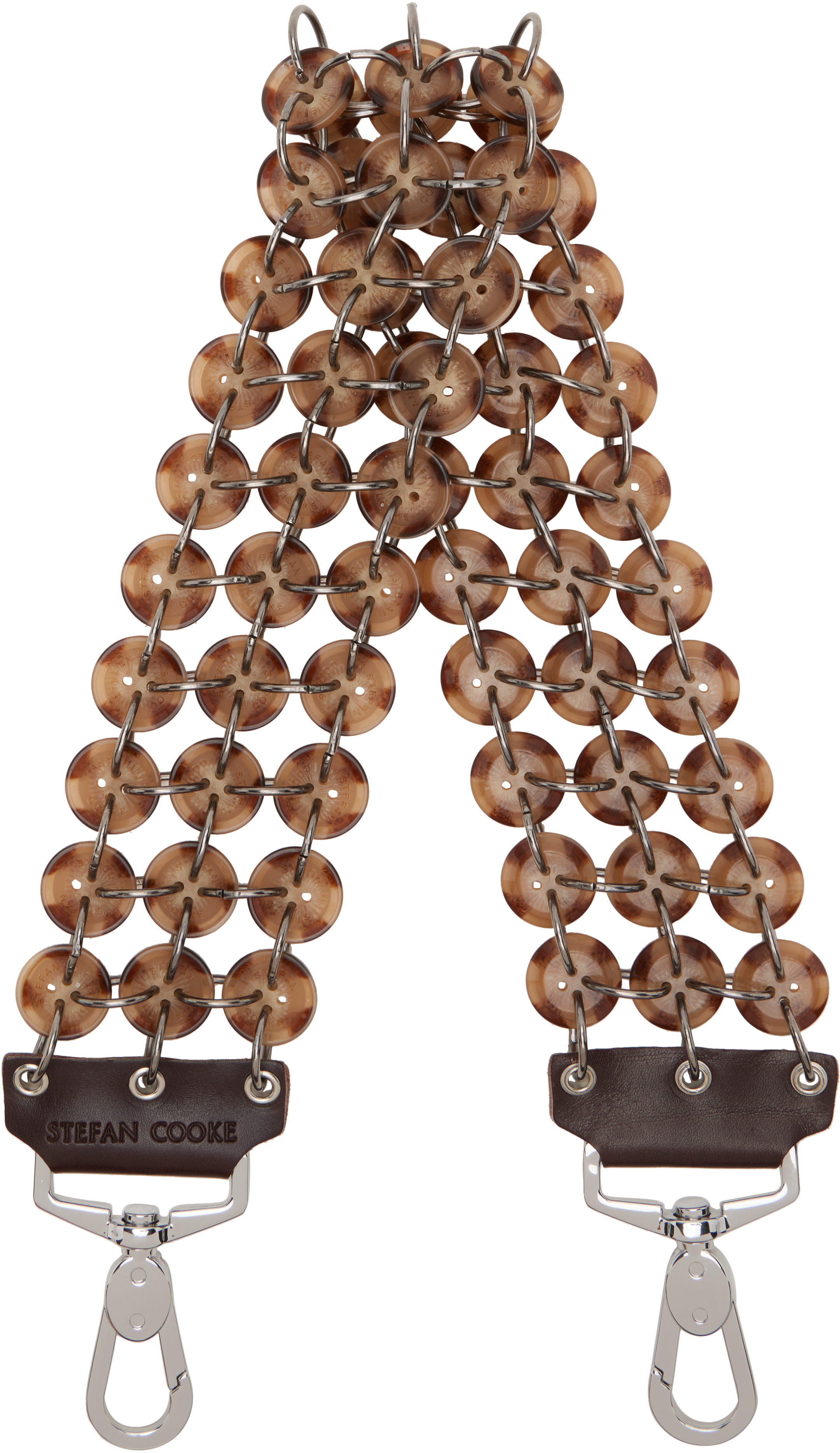 Stefan Cooke Brown Short Button Bag Strap In Brown