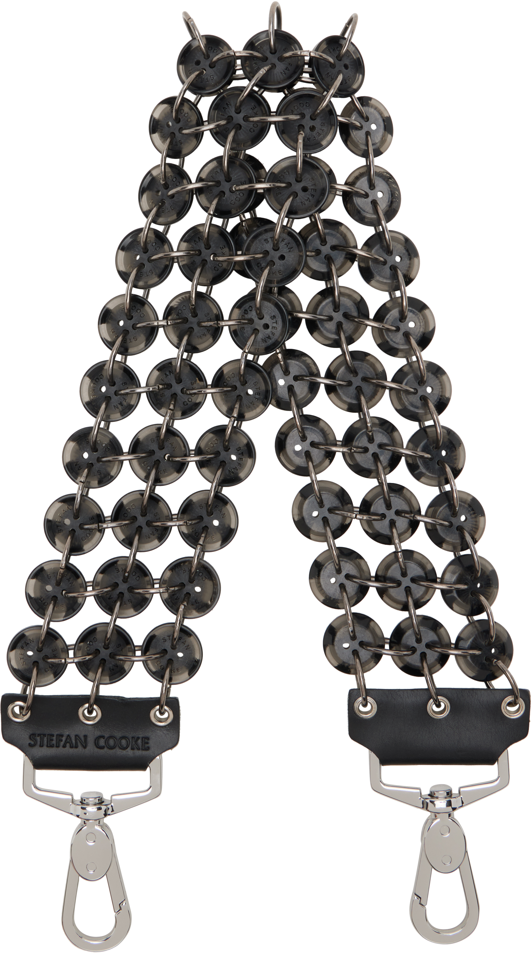 Stefan Cooke Black Short Button Bag Strap In Black