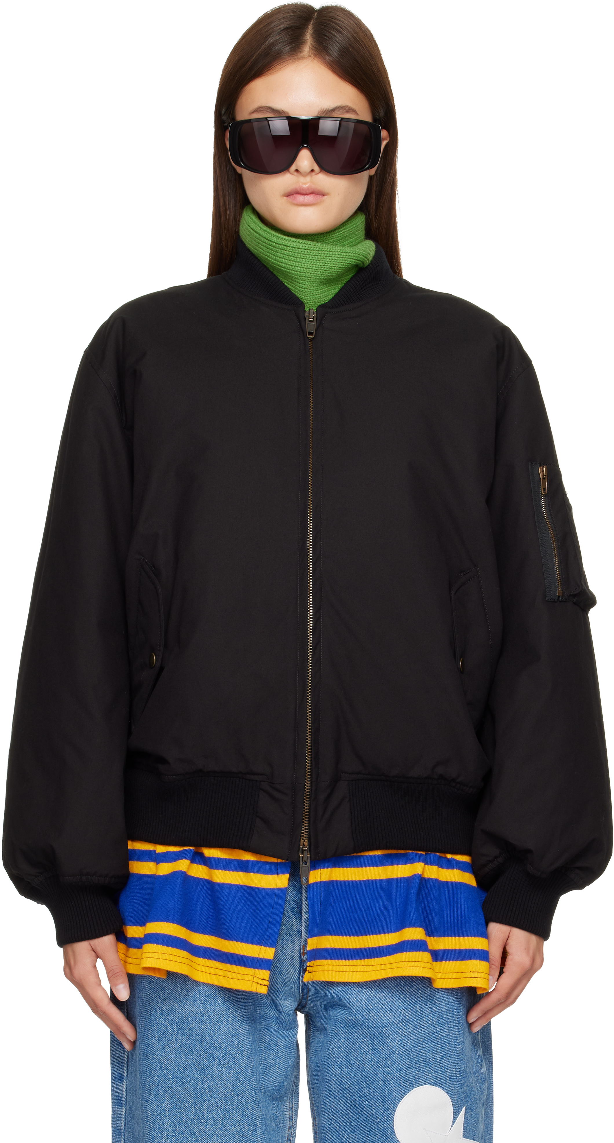 Stefan Cooke Black Rugby Skirt Ma-1 Bomber Jacket In Black