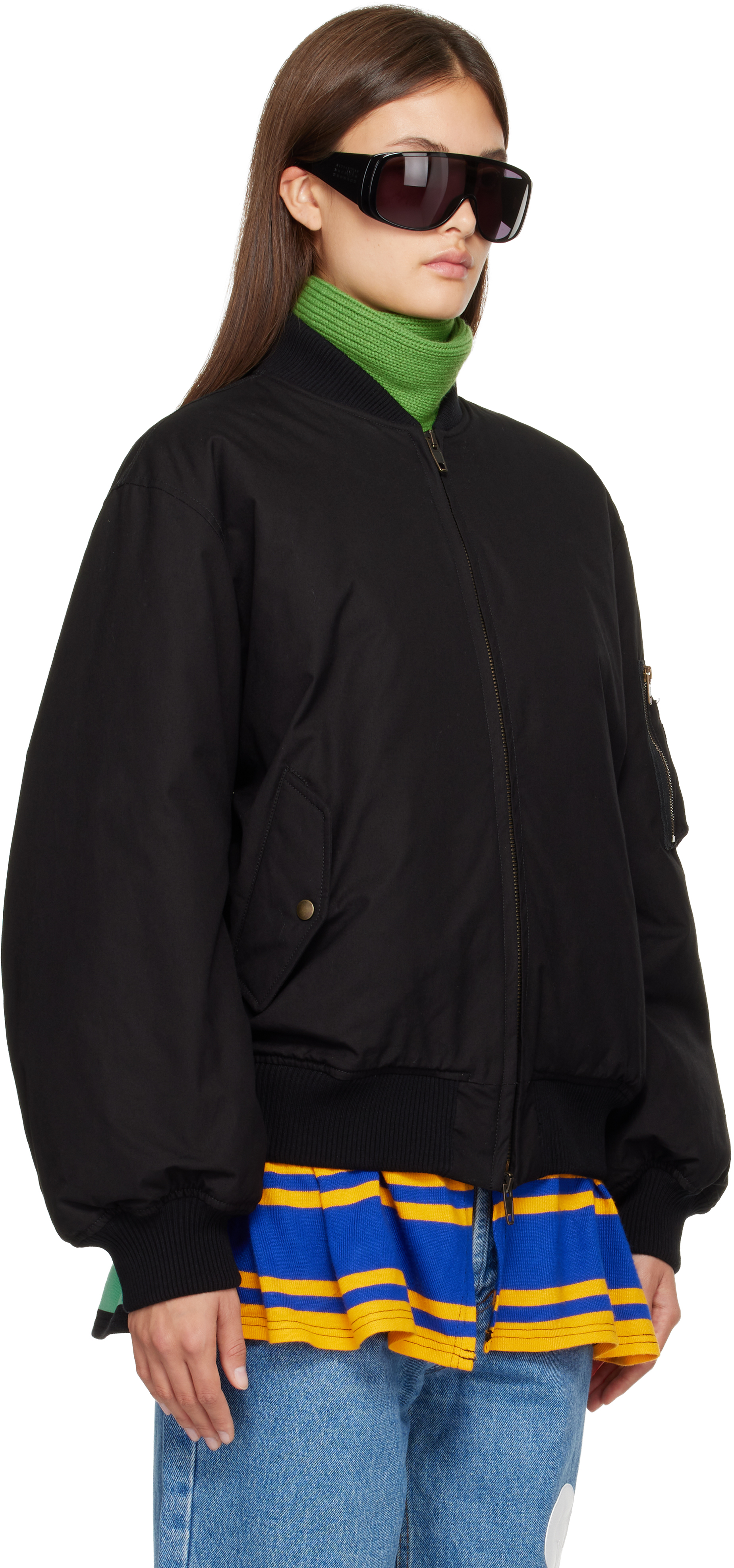 Stefan Cooke Black Rugby Skirt Ma-1 Bomber Jacket In Black