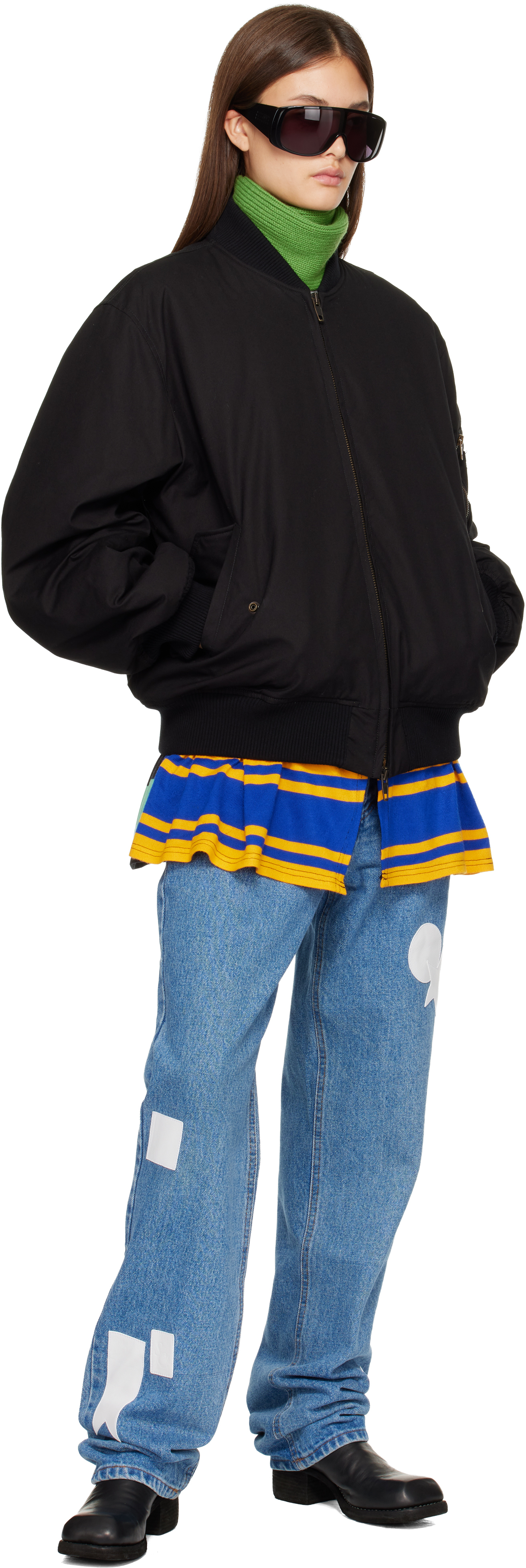Stefan Cooke Black Rugby Skirt Ma-1 Bomber Jacket In Black