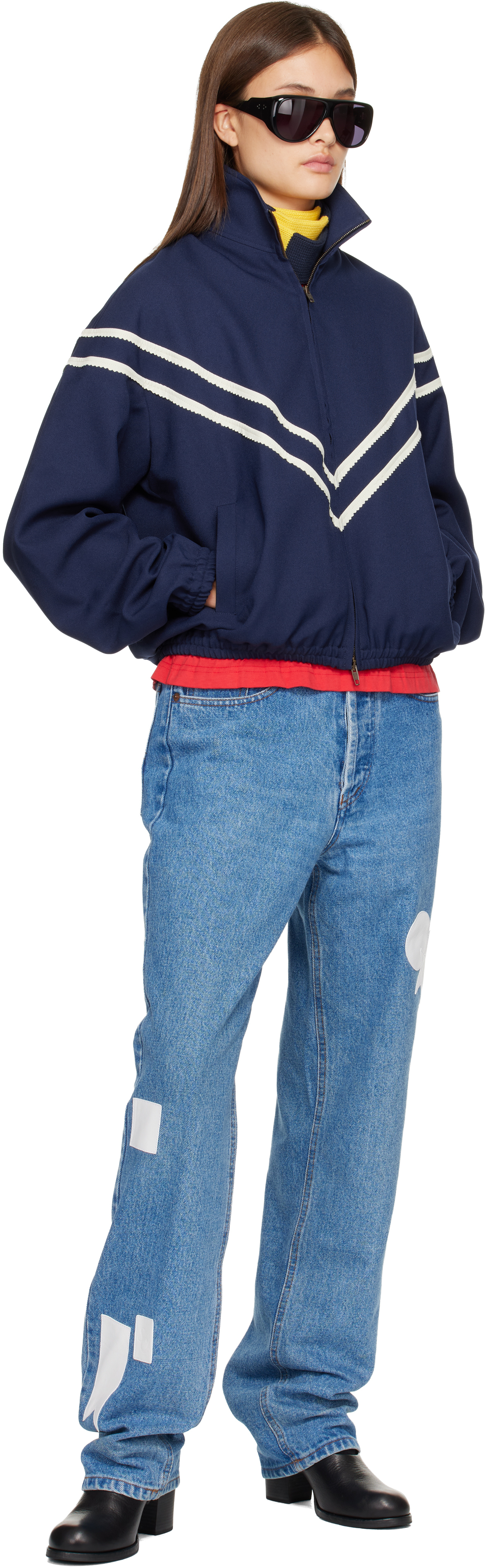 Stefan Cooke Navy Pinking Corded Jacket In Blue