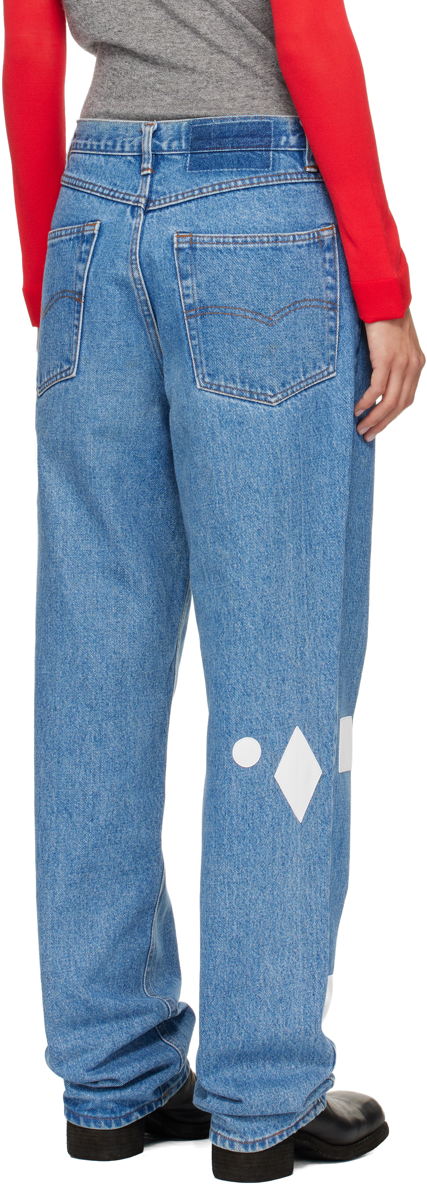 Stefan Cooke Blue White Patch Vintage Jeans In Blue