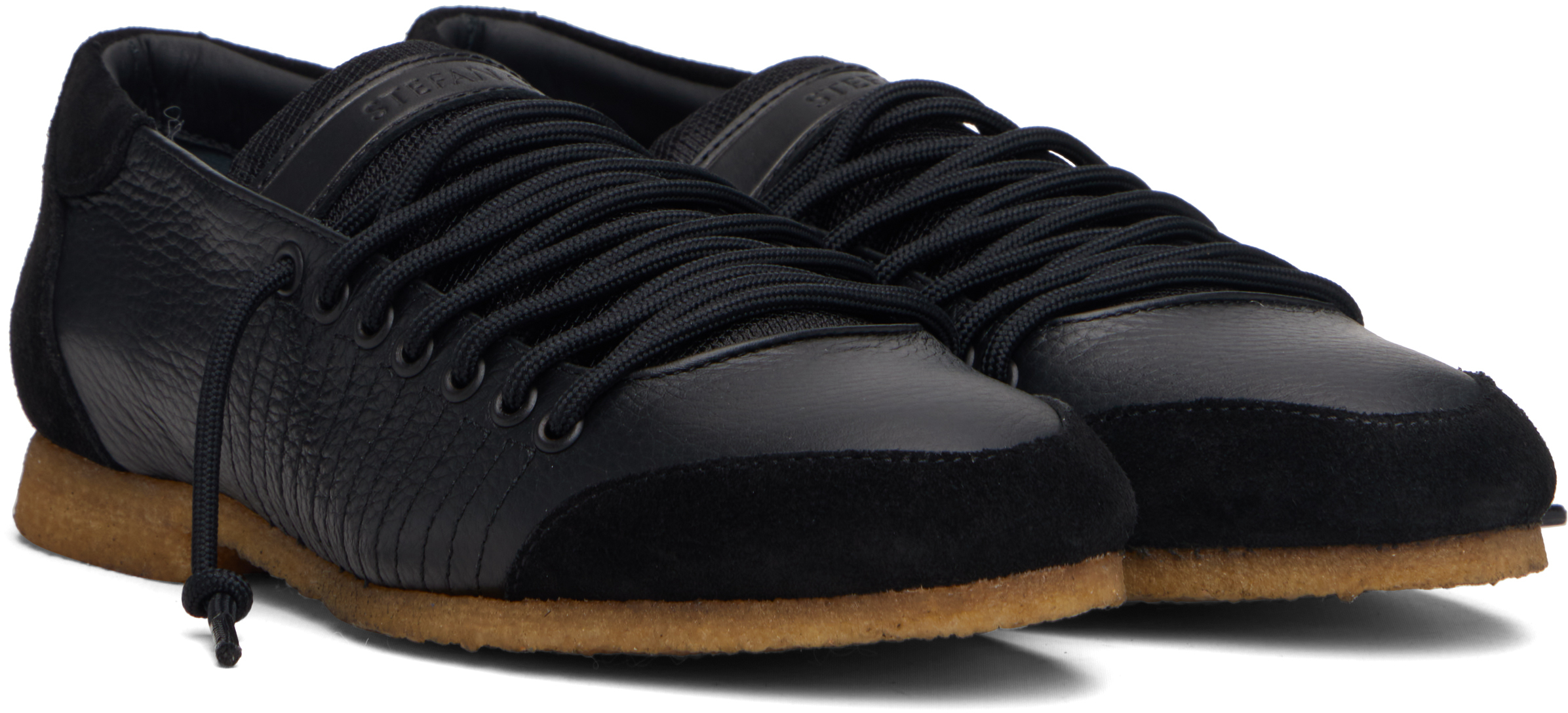 Stefan Cooke Black Laced Trainer Sneakers In Black